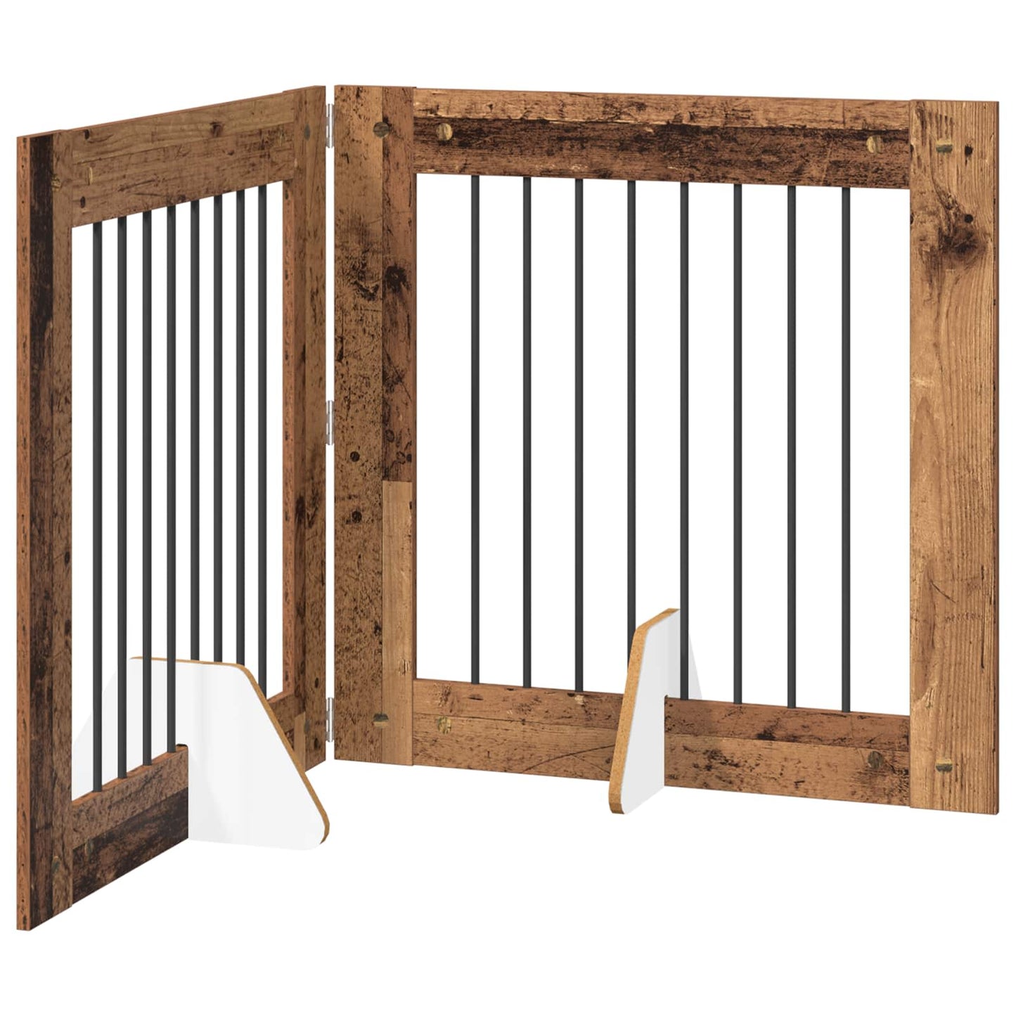 Foldable Dog Gate with Stands 2 pcs Old Wood 160.5 cm