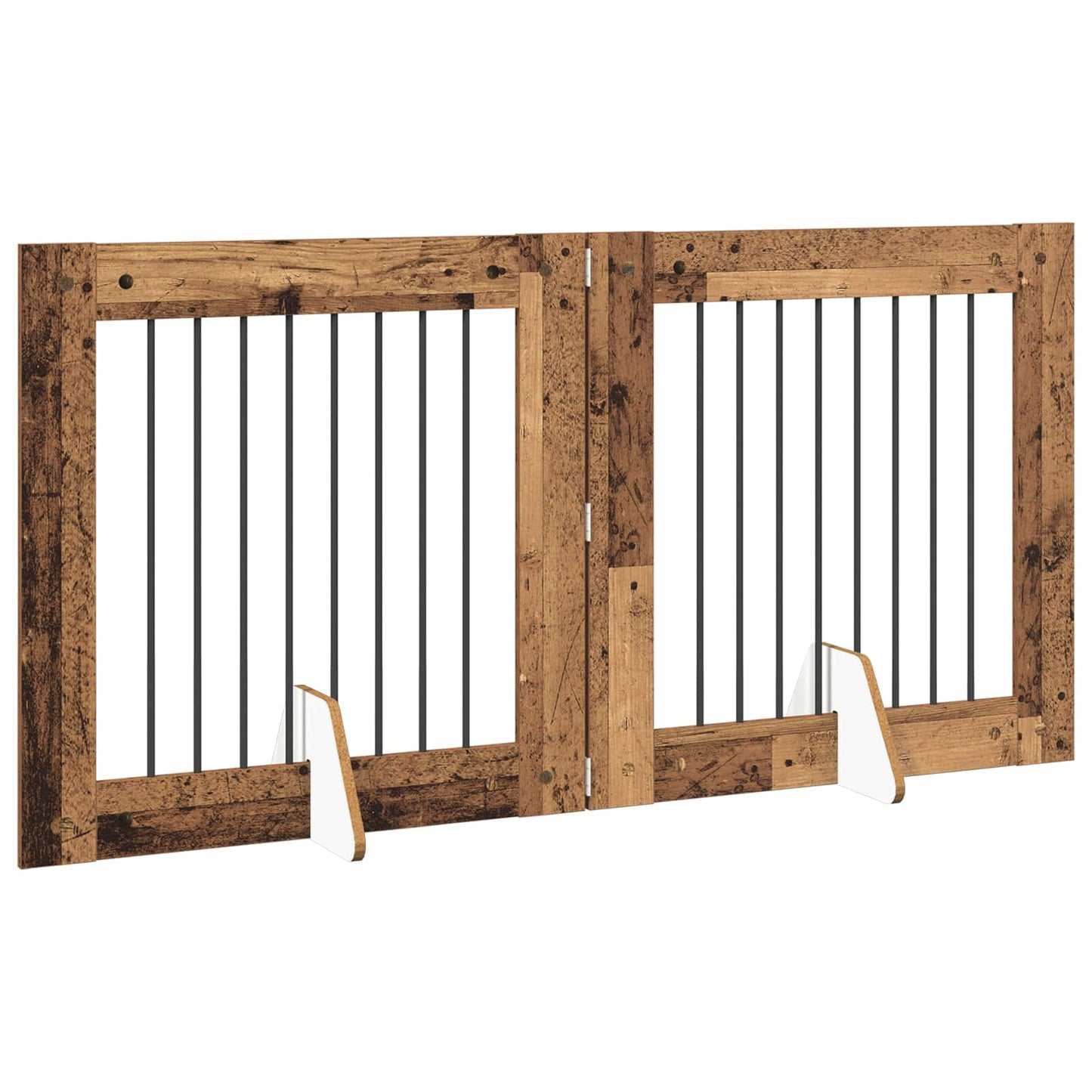 Dog Gate with Stands 2 pcs Old Wood 80 x 80 cm Engineered Wood