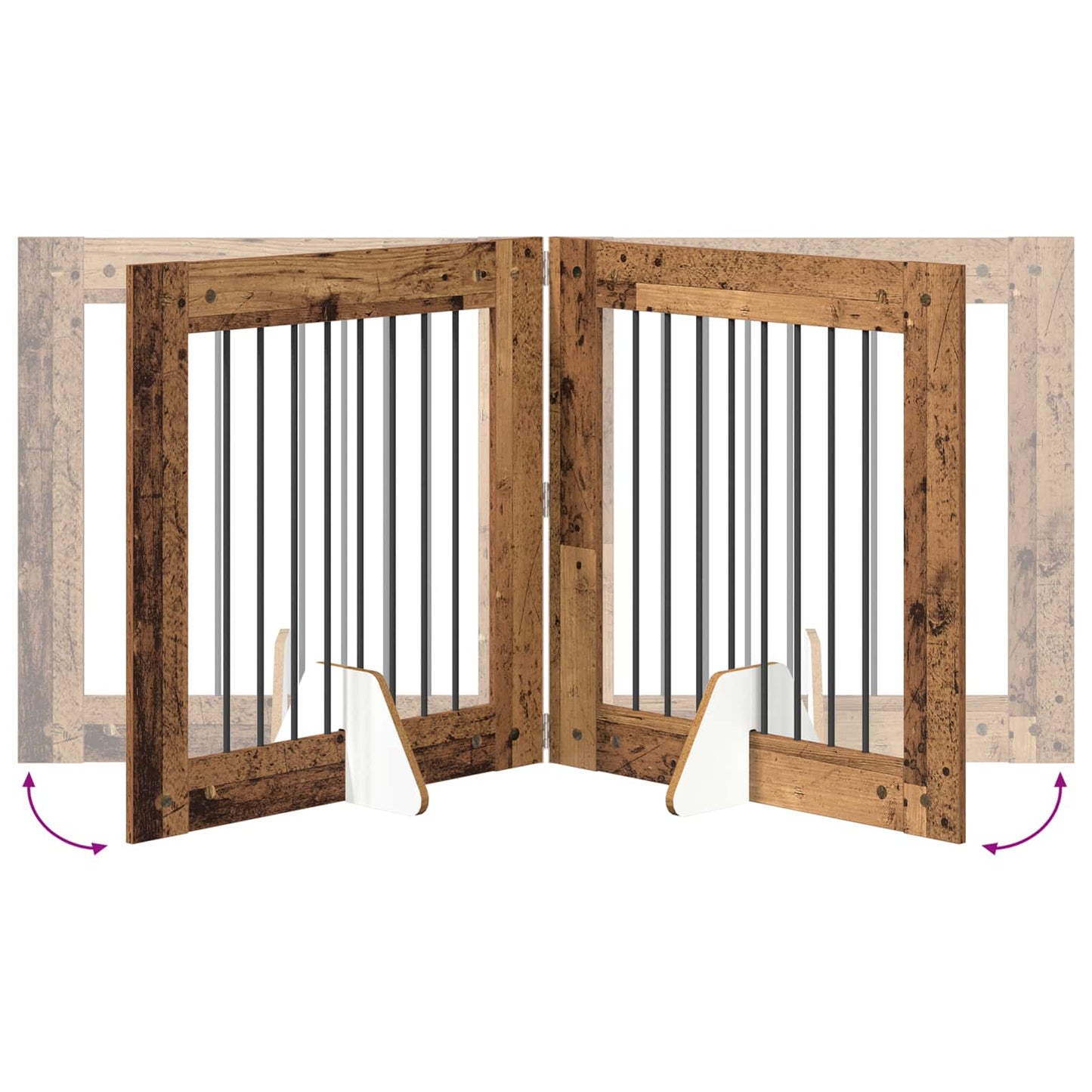 Dog Gate with Stands 2 pcs Old Wood 80 x 80 cm Engineered Wood