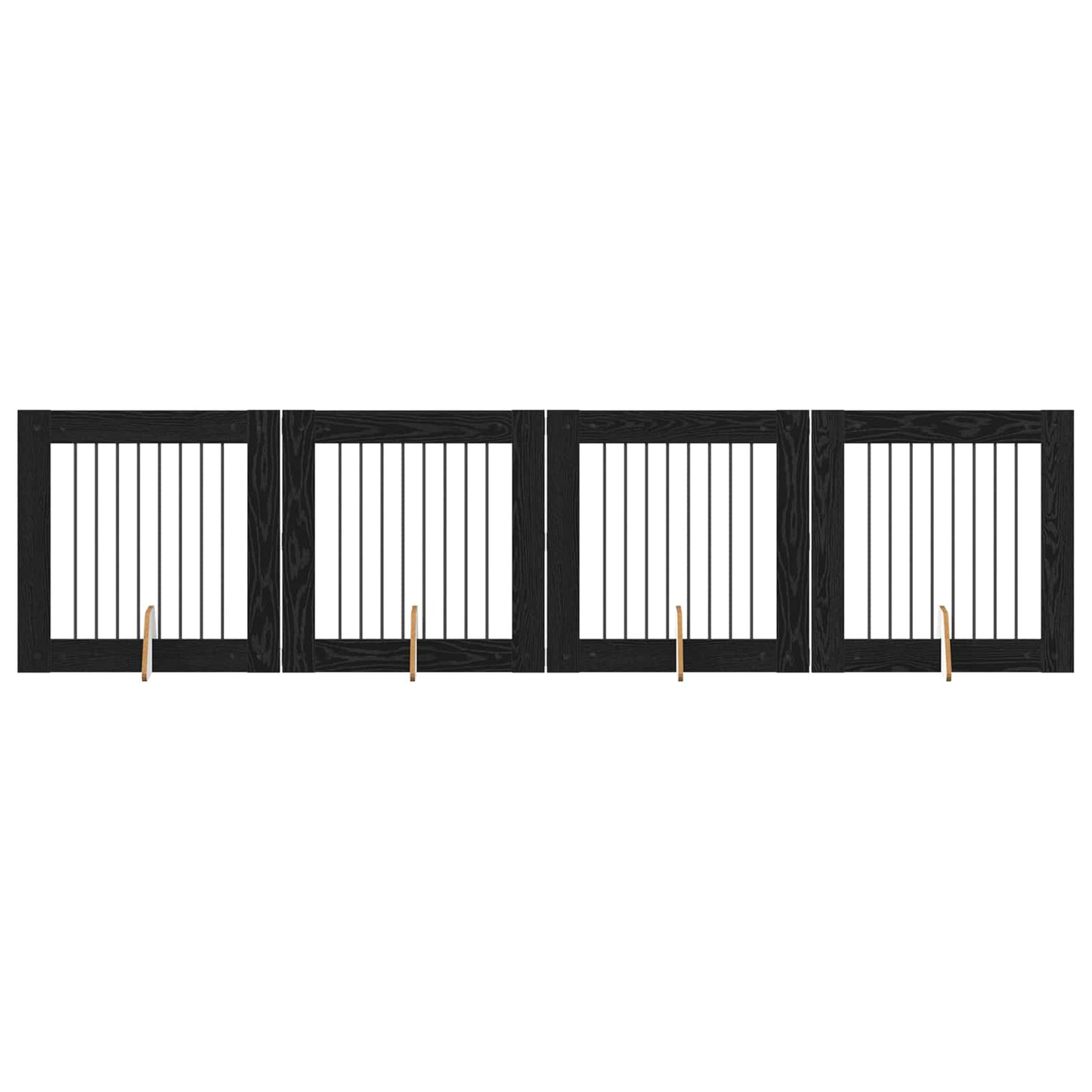 Dog Gate with Stands 4 pcs Black Oak 80 x 80 cm Engineered Wood