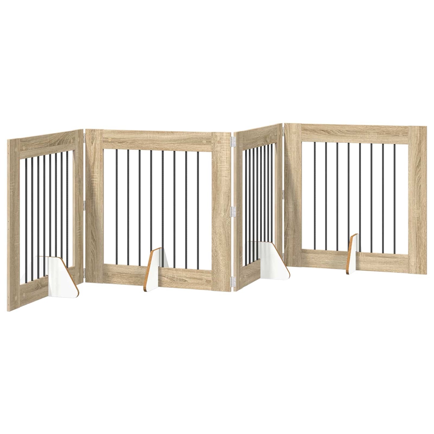 Foldable Dog Gate with Stands 4 pcs Sonoma Oak 321 cm