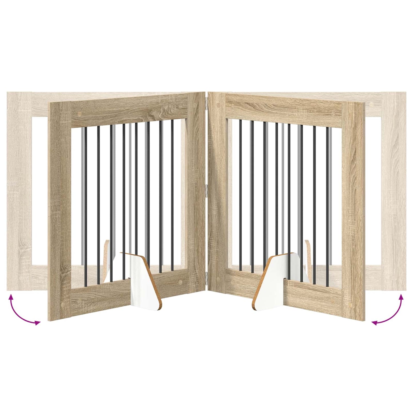 Foldable Dog Gate with Stands 4 pcs Sonoma Oak 321 cm