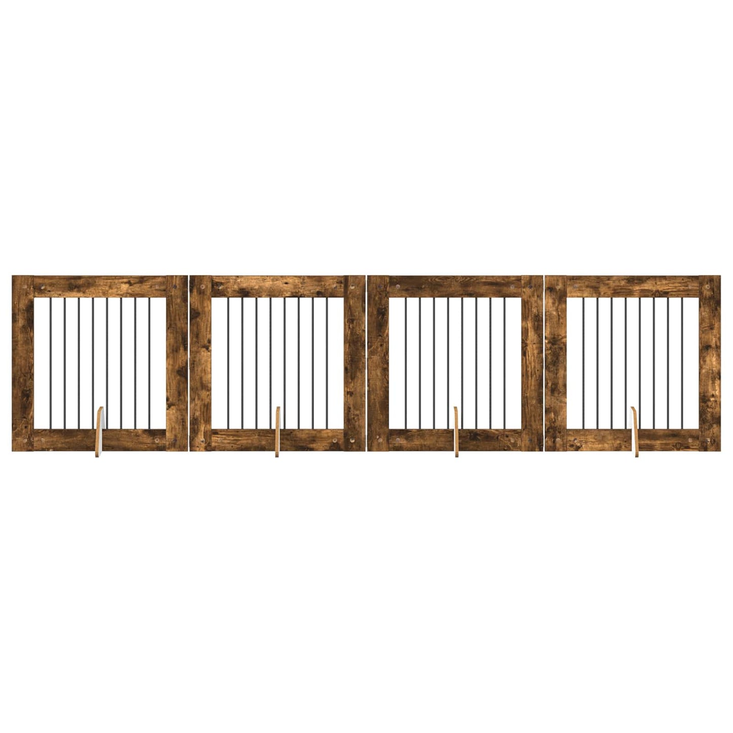 Dog Gate with Stands 4 pcs Smoked Oak 80 x 80 cm