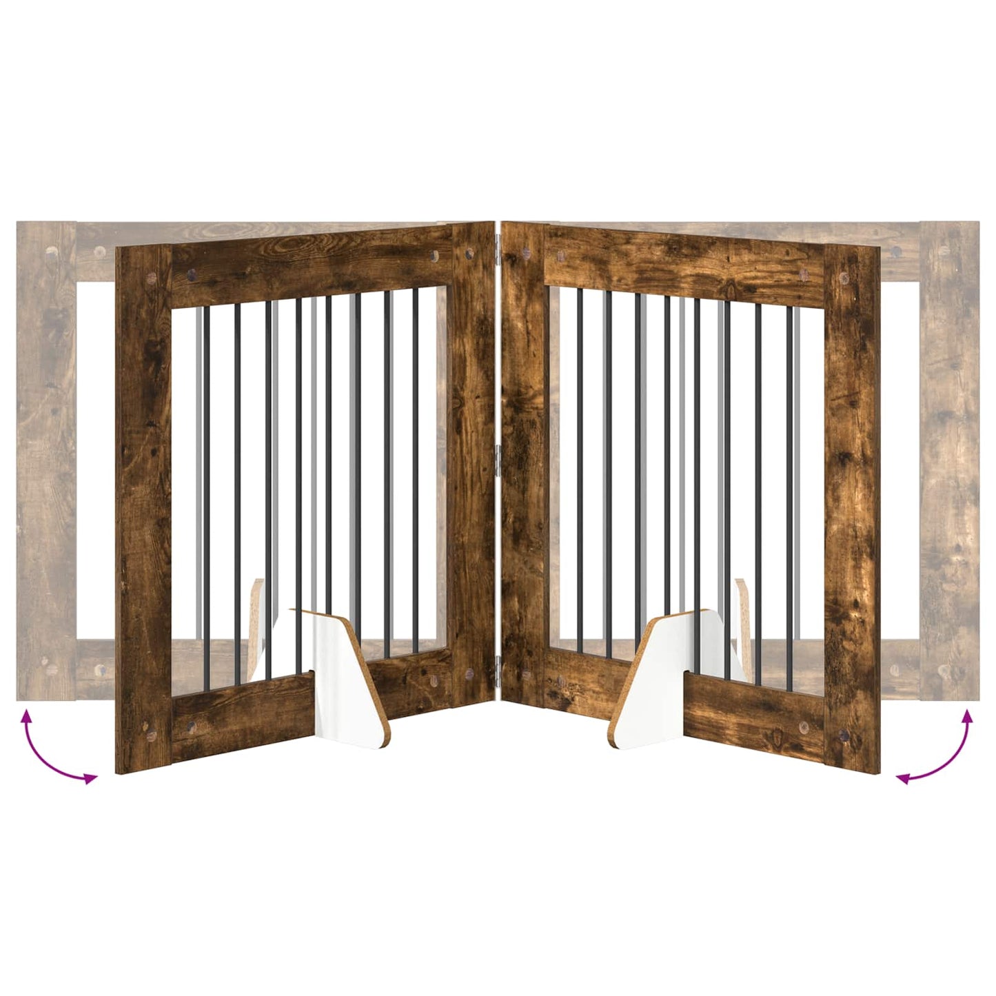 Foldable Dog Gate with Stands 4 pcs Smoked Oak 321 cm