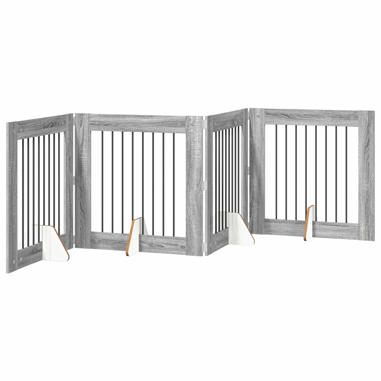 Foldable Dog Gate with Stands 4 pcs Grey Sonoma 321 cm