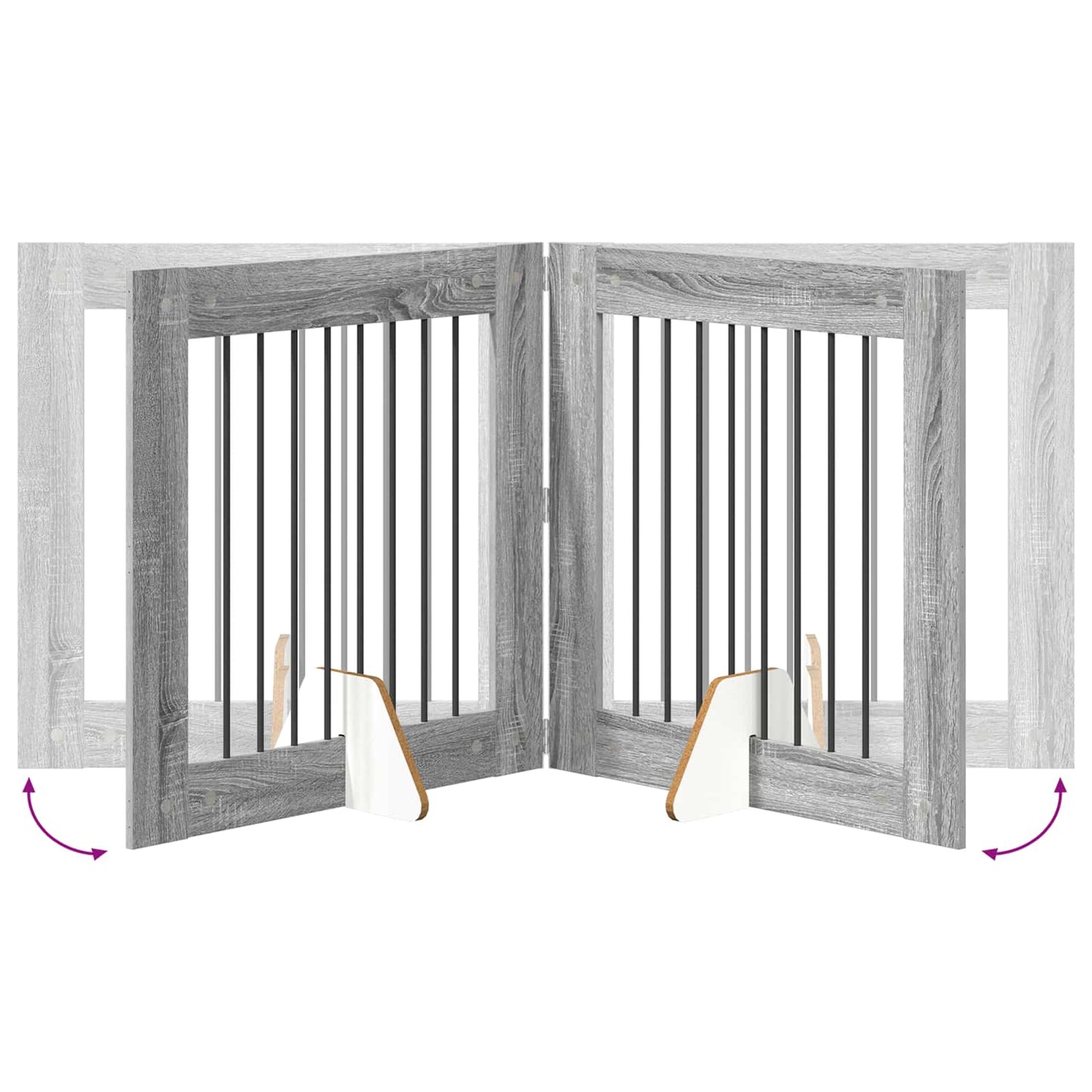 Foldable Dog Gate with Stands 4 pcs Grey Sonoma 321 cm