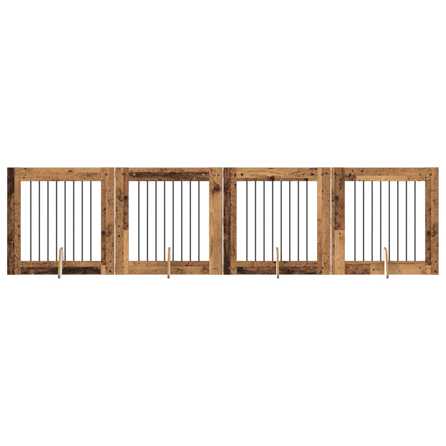 Dog Gate with Stands 4 pcs Old Wood 80 x 80 cm Engineered Wood