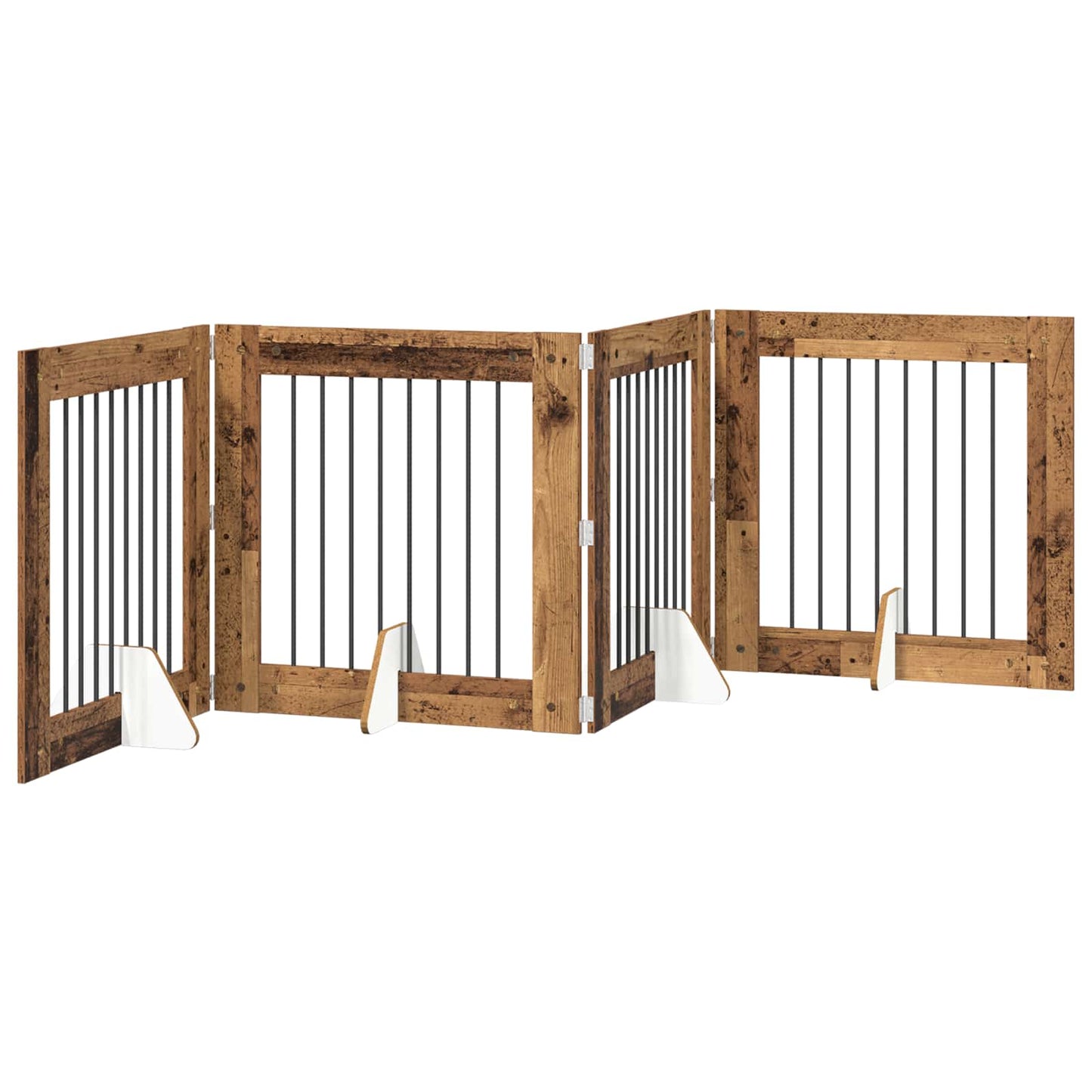 Dog Gate with Stands 4 pcs Old Wood 80 x 80 cm Engineered Wood