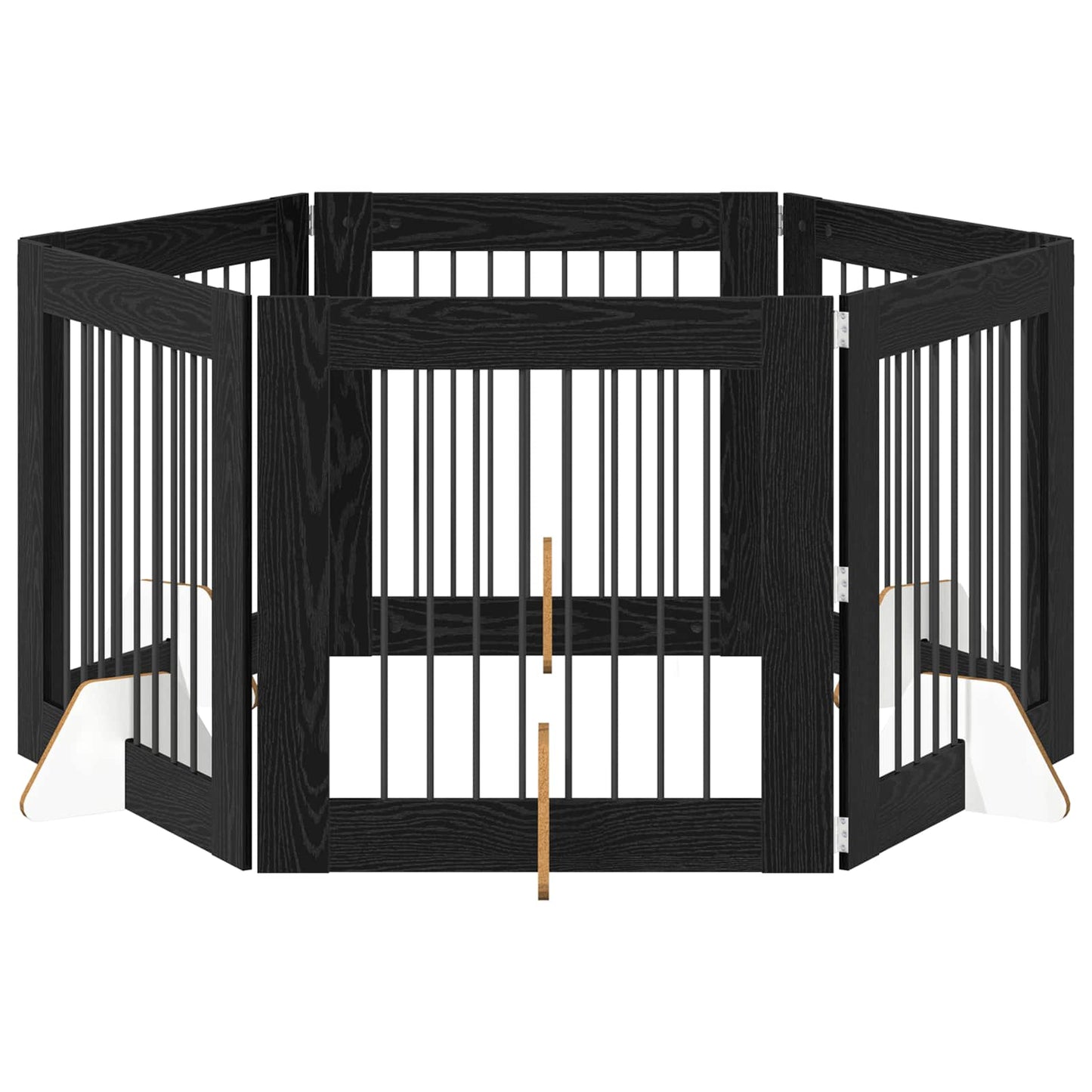 Dog Gate with Stands 6 pcs Black Oak 80 x 80 cm Engineered Wood