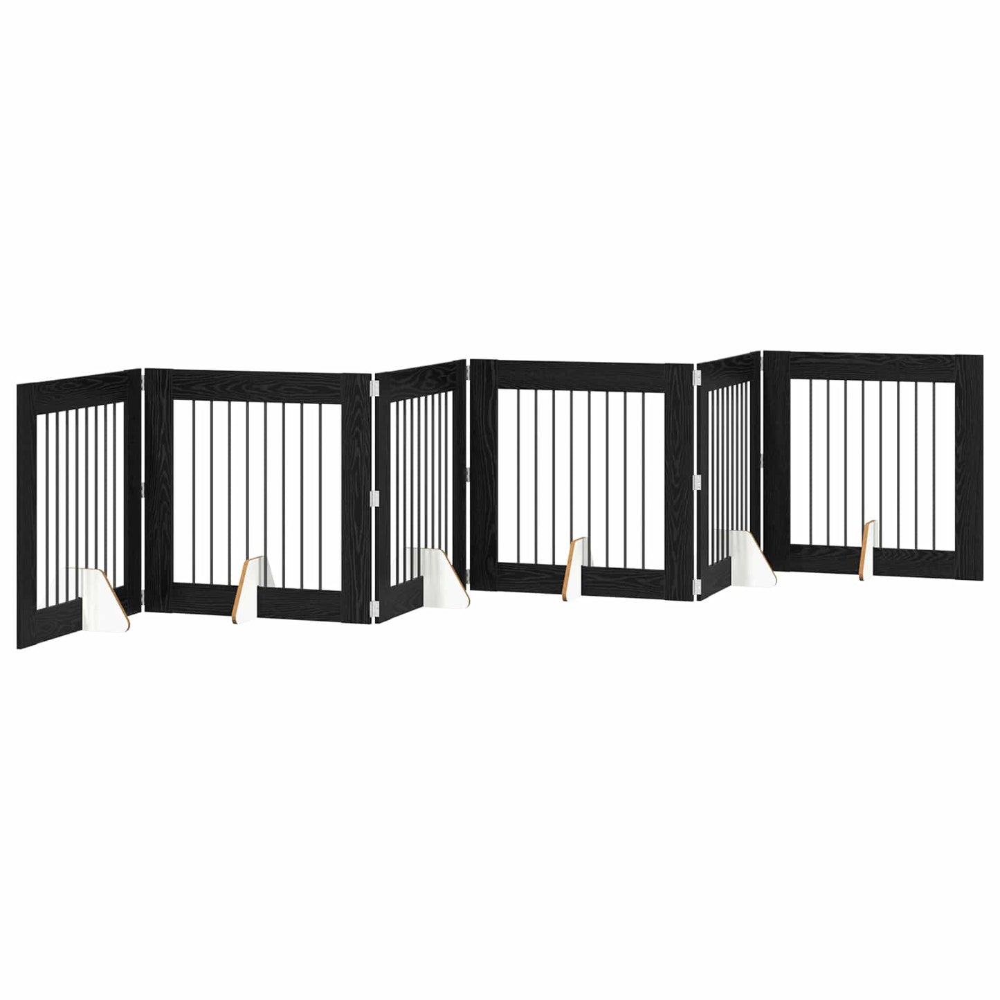 Foldable Dog Gate with Stands 6 pcs Black Oak 482 cm