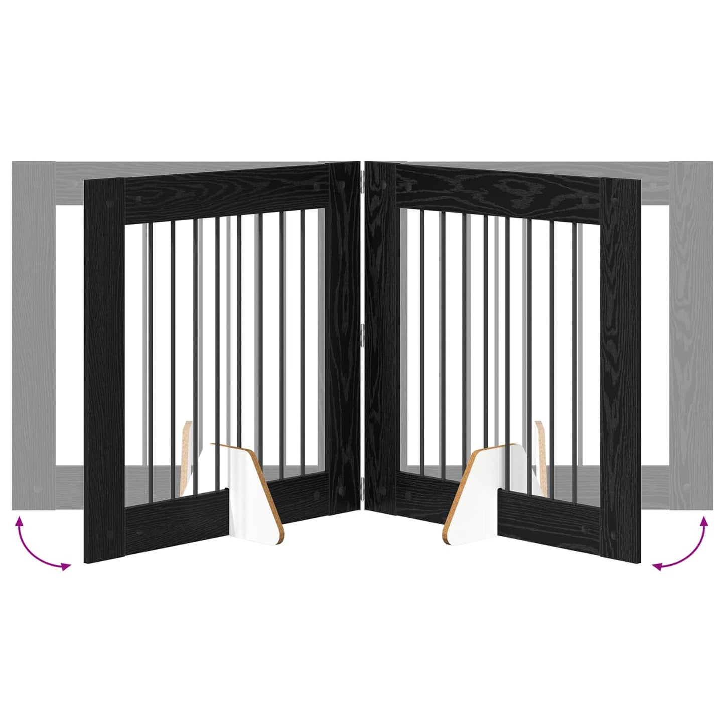 Foldable Dog Gate with Stands 6 pcs Black Oak 482 cm