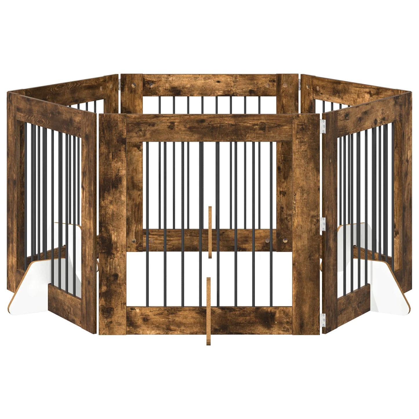 Dog Gate with Stands 6 pcs Smoked Oak 80 x 80 cm