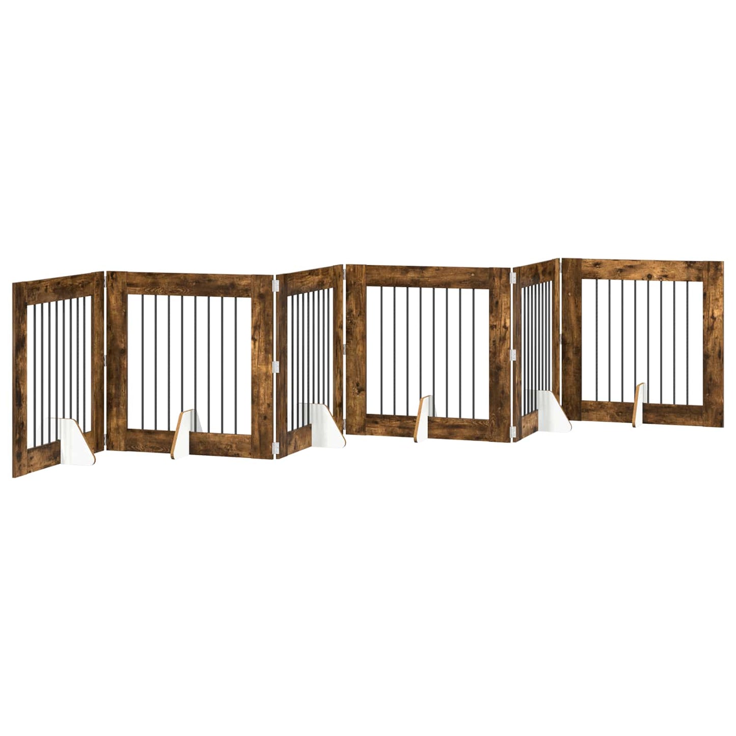 Foldable Dog Gate with Stands 6 pcs Smoked Oak 482 cm