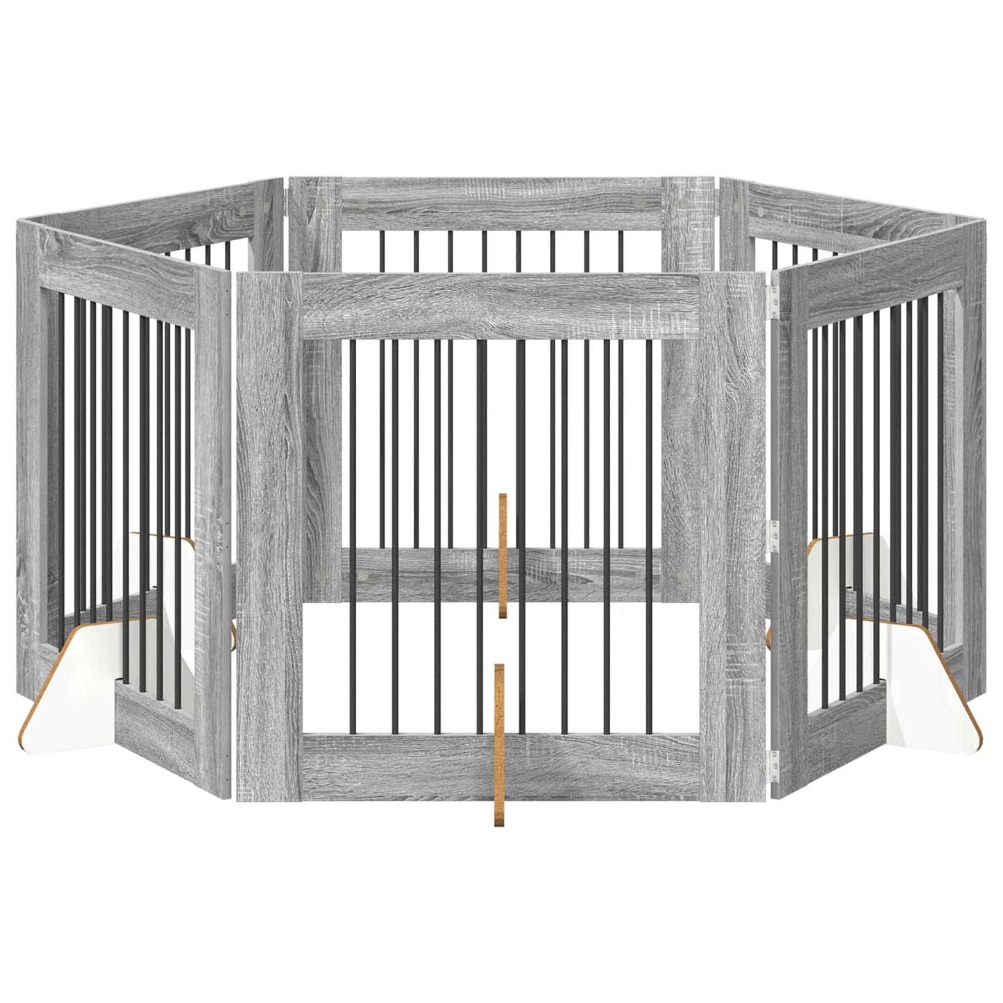 Dog Gate with Stands 6 pcs Grey Sonoma 80 x 80 cm