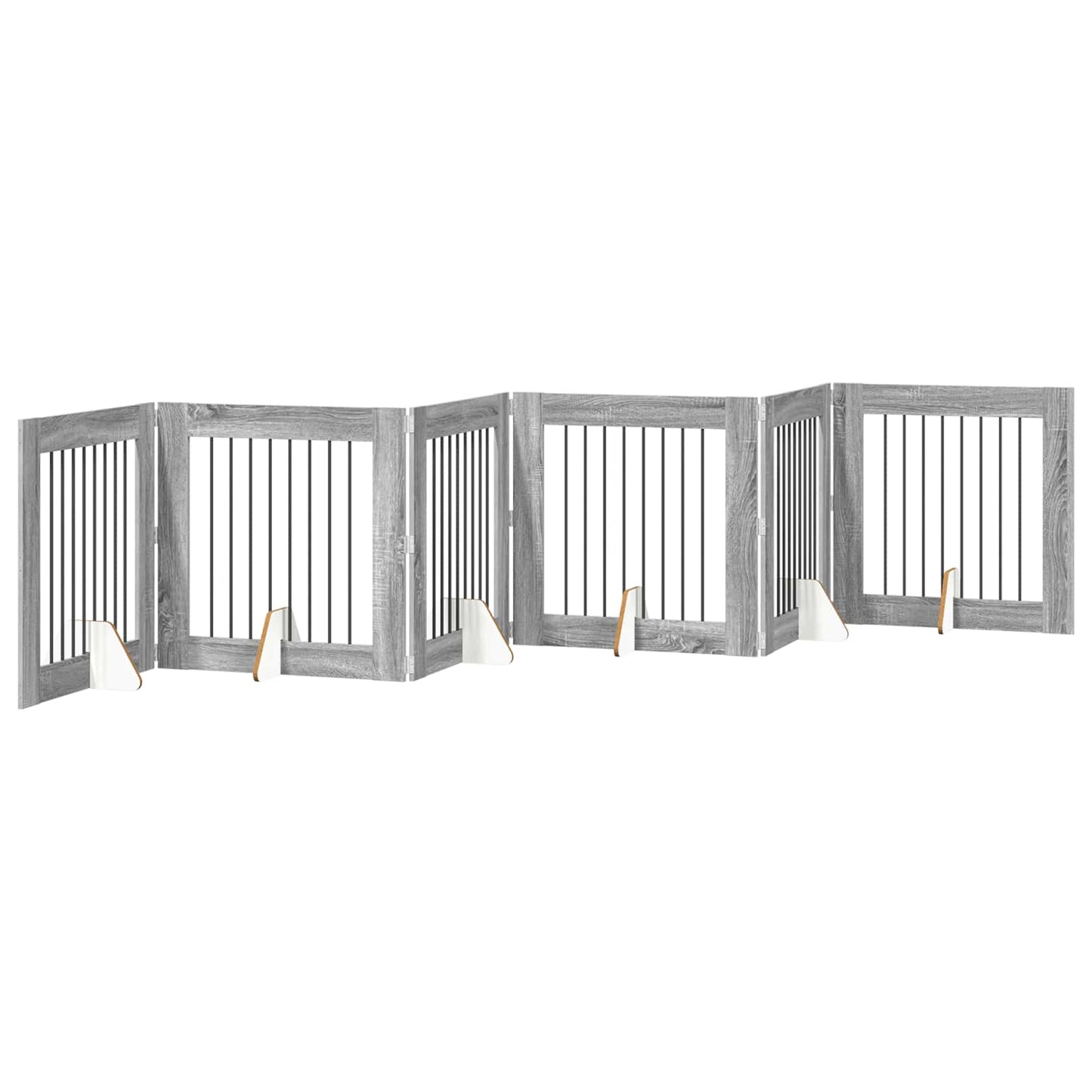 Foldable Dog Gate with Stands 6 pcs Grey Sonoma 482 cm