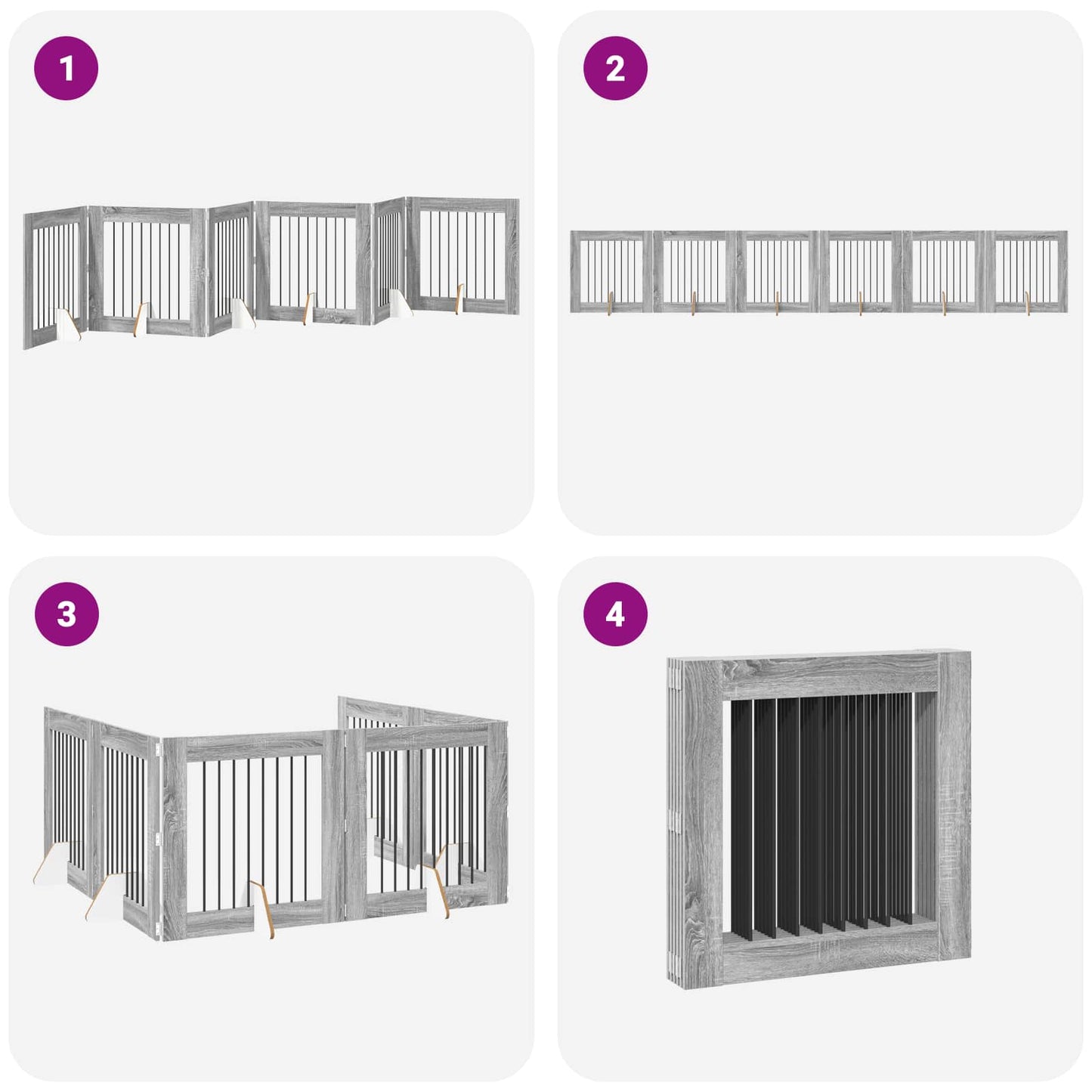Foldable Dog Gate with Stands 6 pcs Grey Sonoma 482 cm