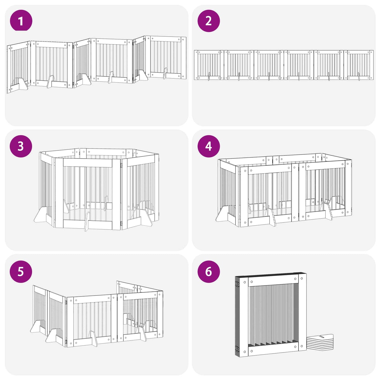 Foldable Dog Gate with Stands 6 pcs Grey Sonoma 482 cm
