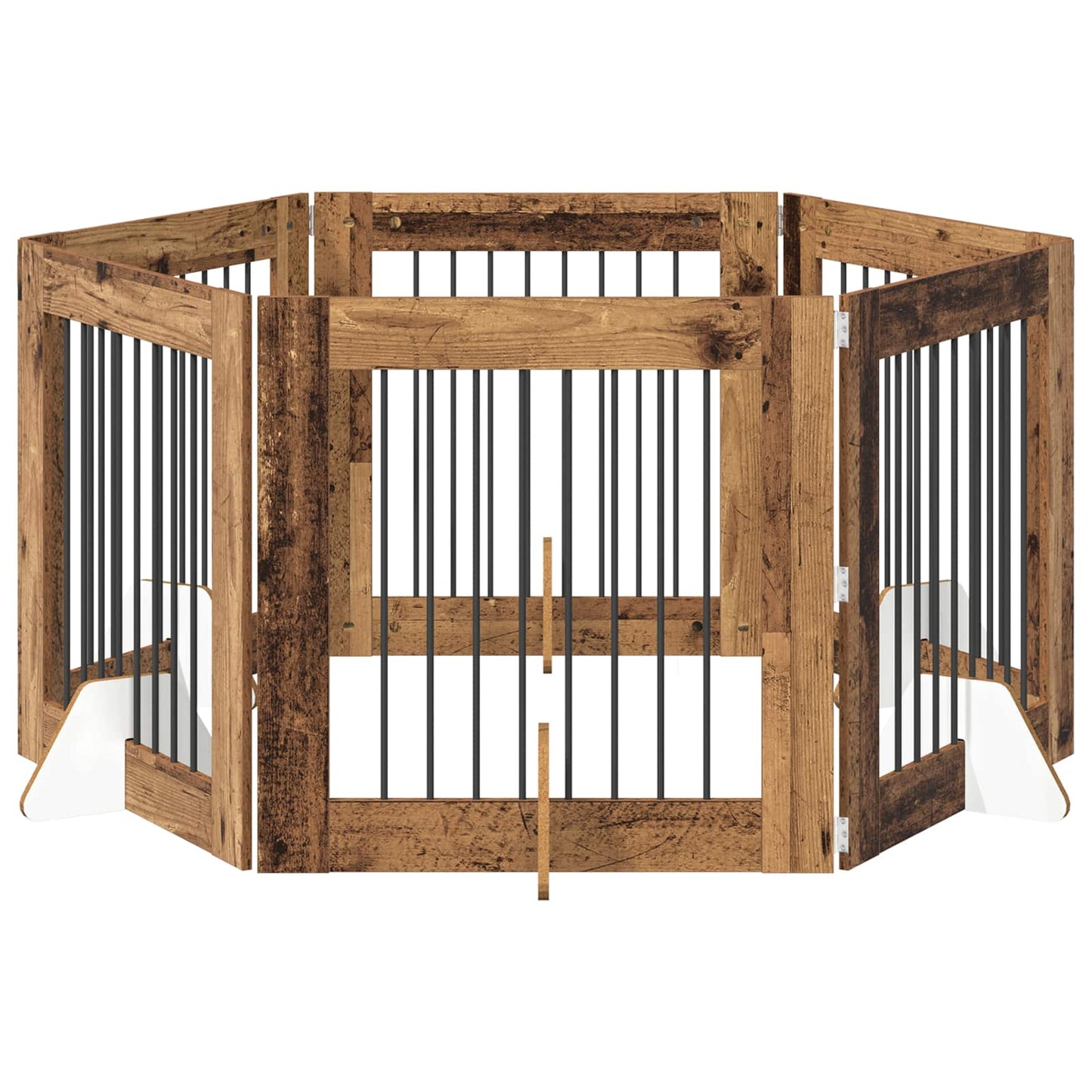 Dog Gate with Stands 6 pcs Old Wood 80 x 80 cm Engineered Wood