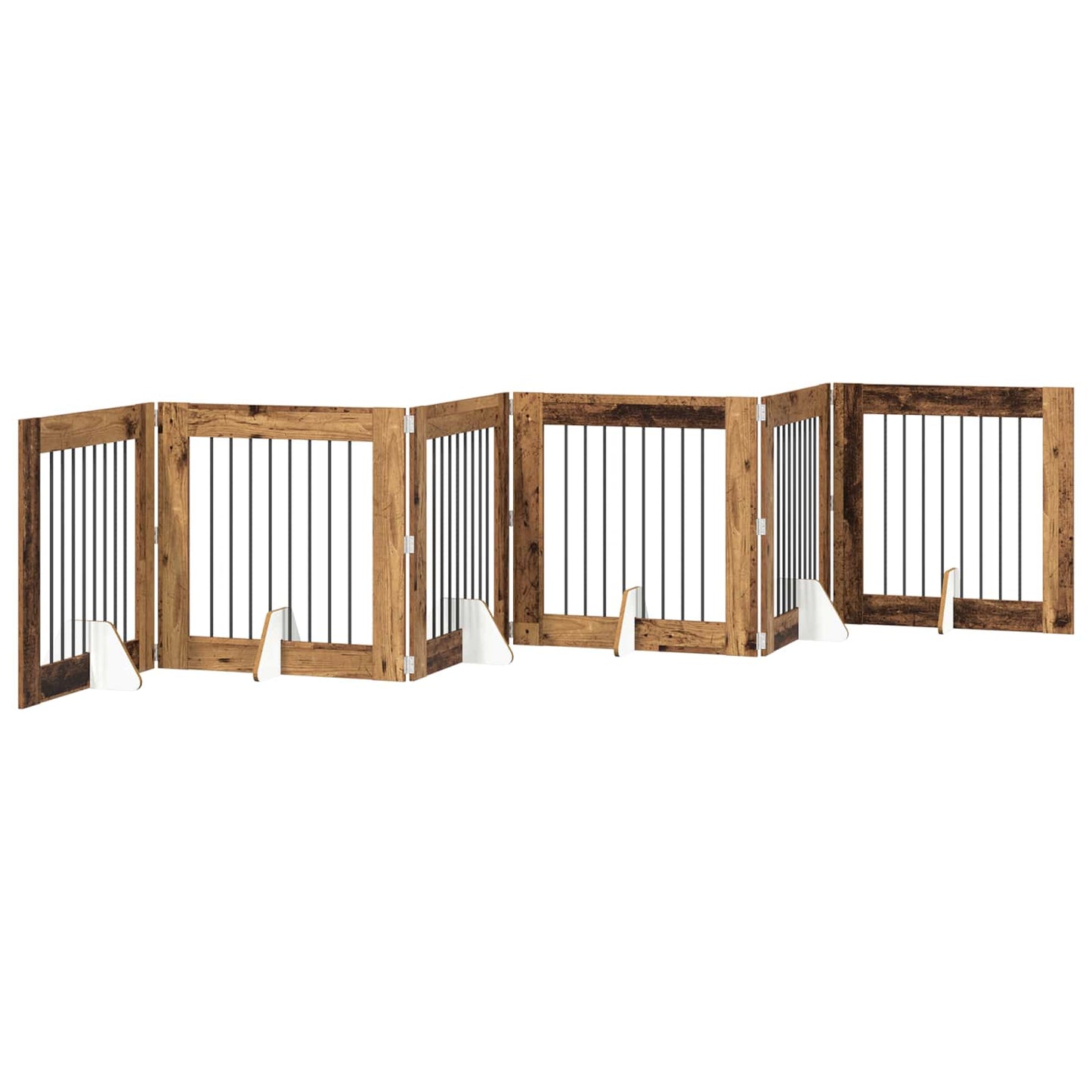 Dog Gate with Stands 6 pcs Old Wood 80 x 80 cm Engineered Wood