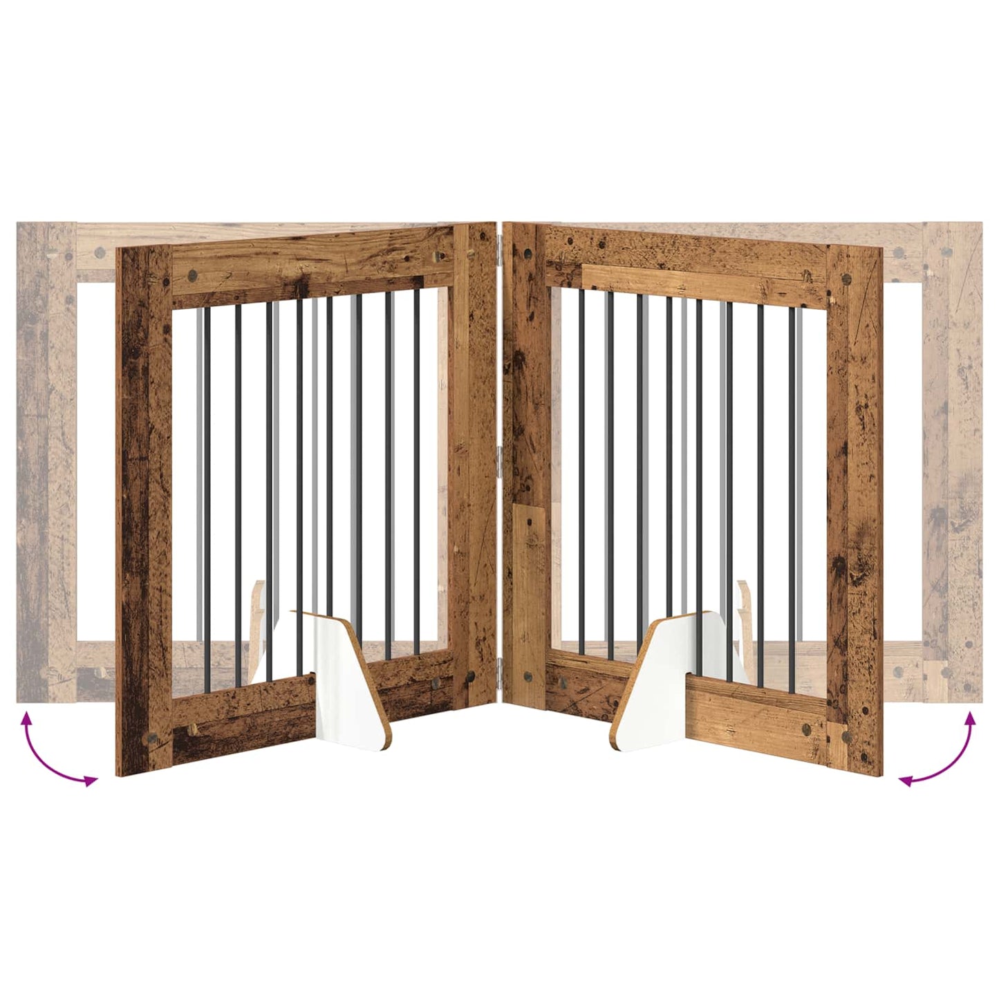 Dog Gate with Stands 6 pcs Old Wood 80 x 80 cm Engineered Wood
