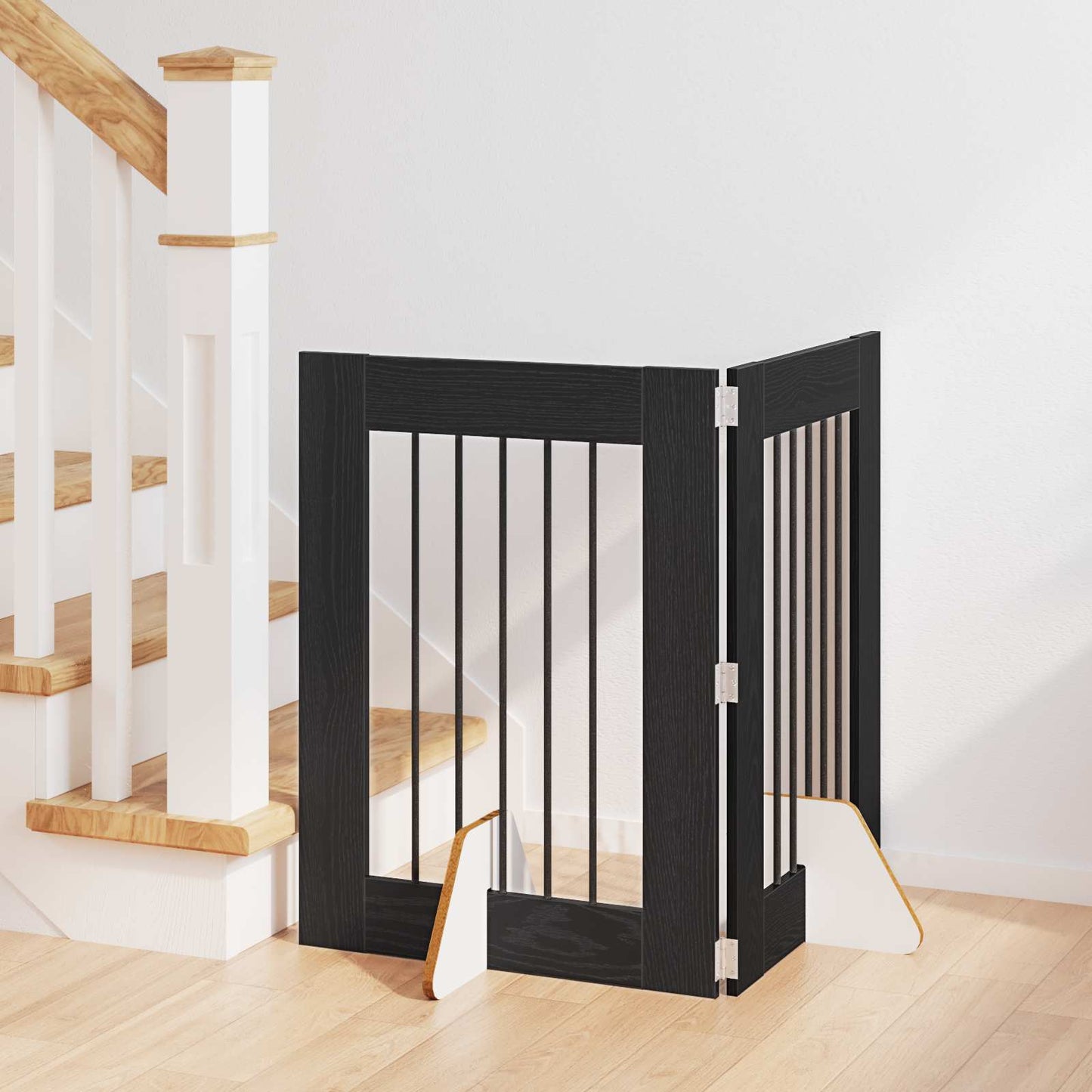 Dog Gate with Stands 2 pcs Black Oak 60 x 80 cm Engineered Wood