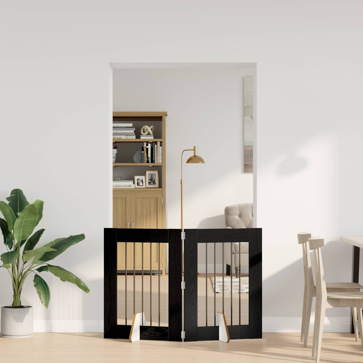 Dog Gate with Stands 2 pcs Black Oak 60 x 80 cm Engineered Wood