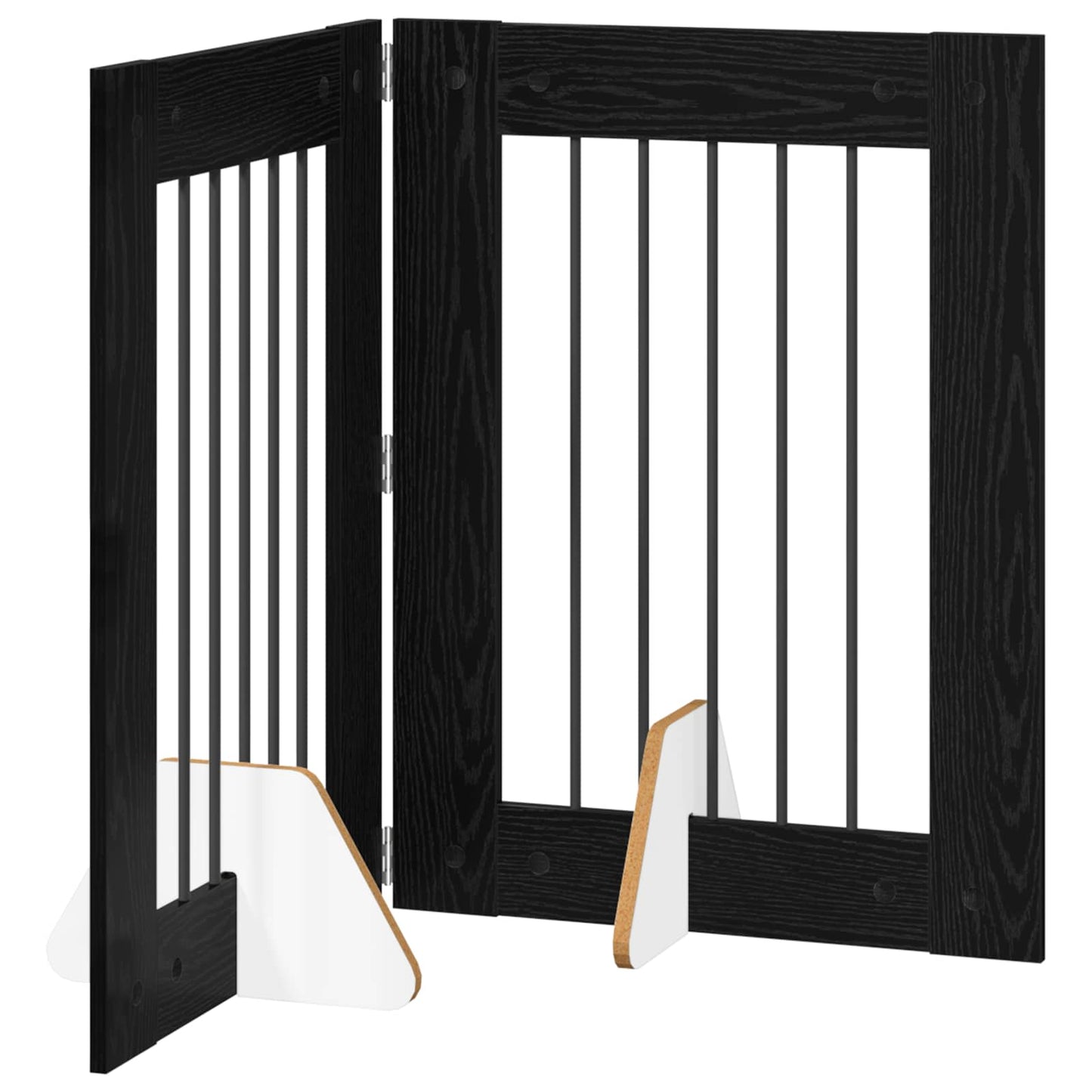 Foldable Dog Gate with Stands 2 pcs Black Oak 120.5 cm