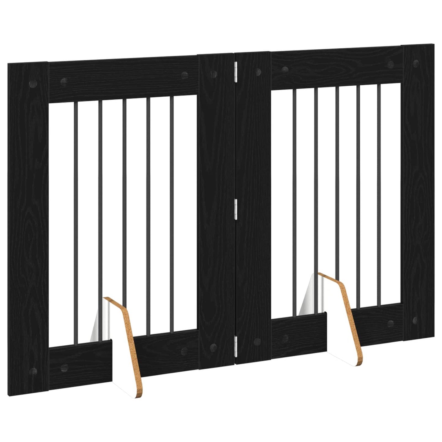 Foldable Dog Gate with Stands 2 pcs Black Oak 120.5 cm