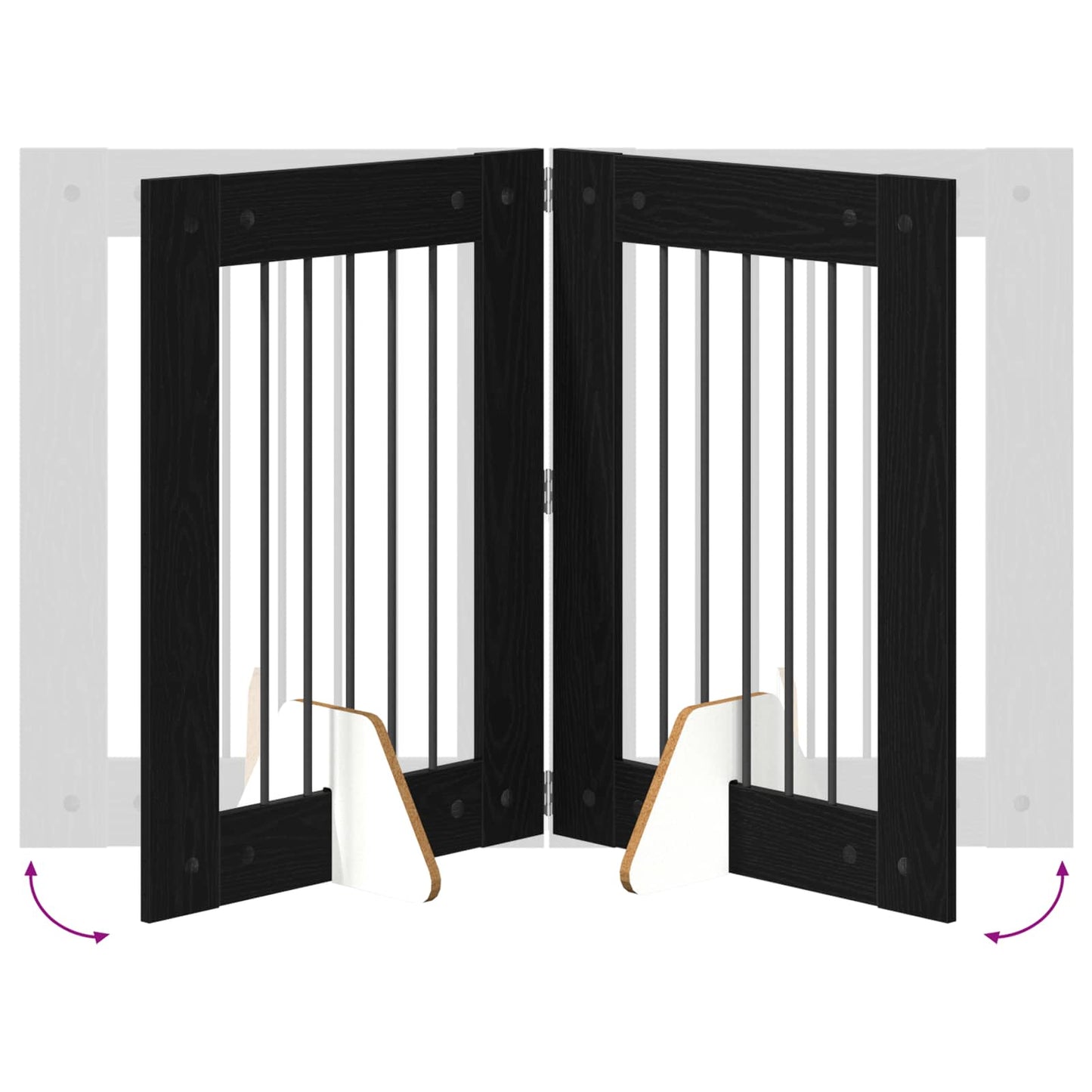 Foldable Dog Gate with Stands 2 pcs Black Oak 120.5 cm
