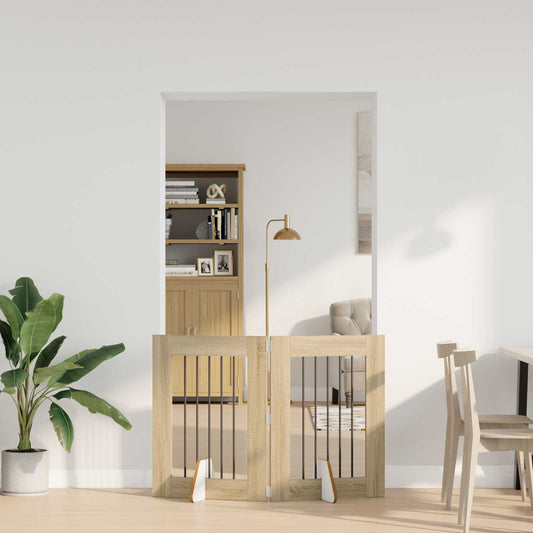 Foldable Dog Gate with Stands 2 pcs Sonoma Oak 120.5 cm