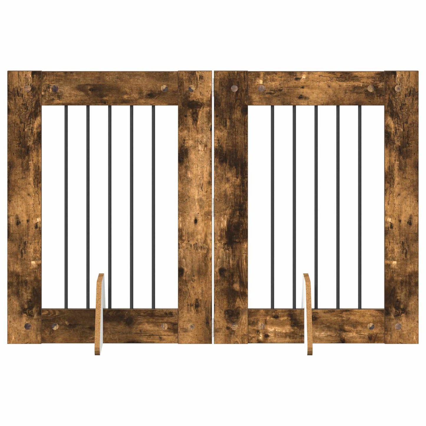 Dog Gate with Stands 2 pcs Smoked Oak 60 x 80 cm