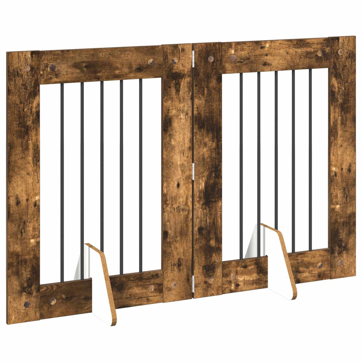 Dog Gate with Stands 2 pcs Smoked Oak 60 x 80 cm