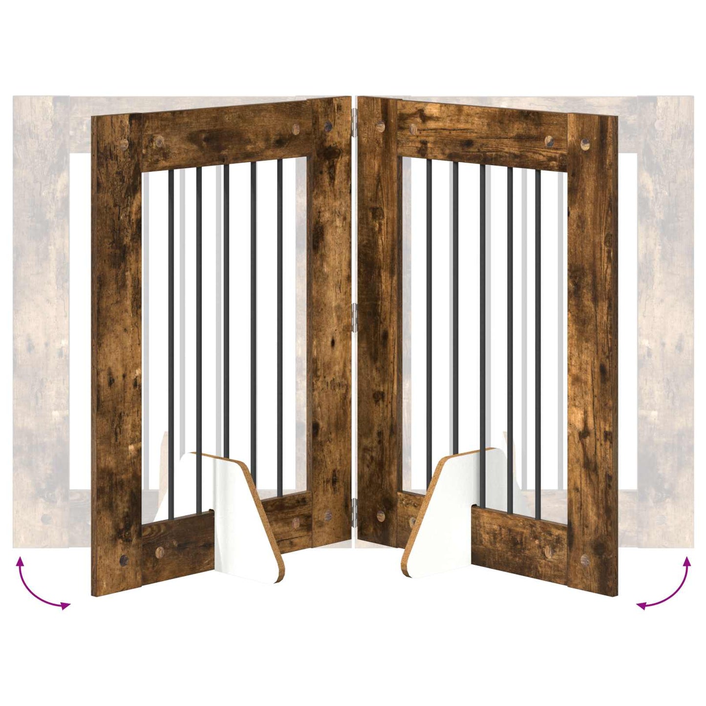 Dog Gate with Stands 2 pcs Smoked Oak 60 x 80 cm