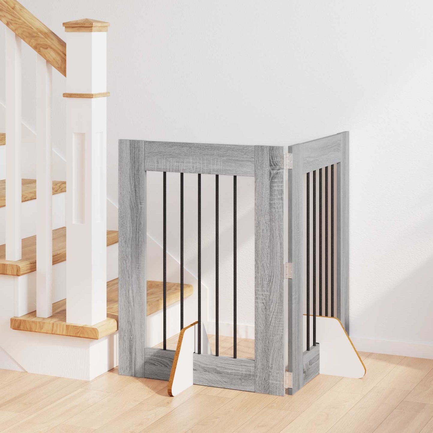 Dog Gate with Stands 2 pcs Grey Sonoma 60 x 80 cm