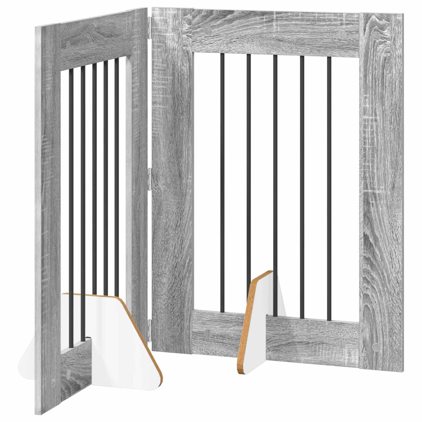 Foldable Dog Gate with Stands 2 pcs Grey Sonoma 120.5 cm