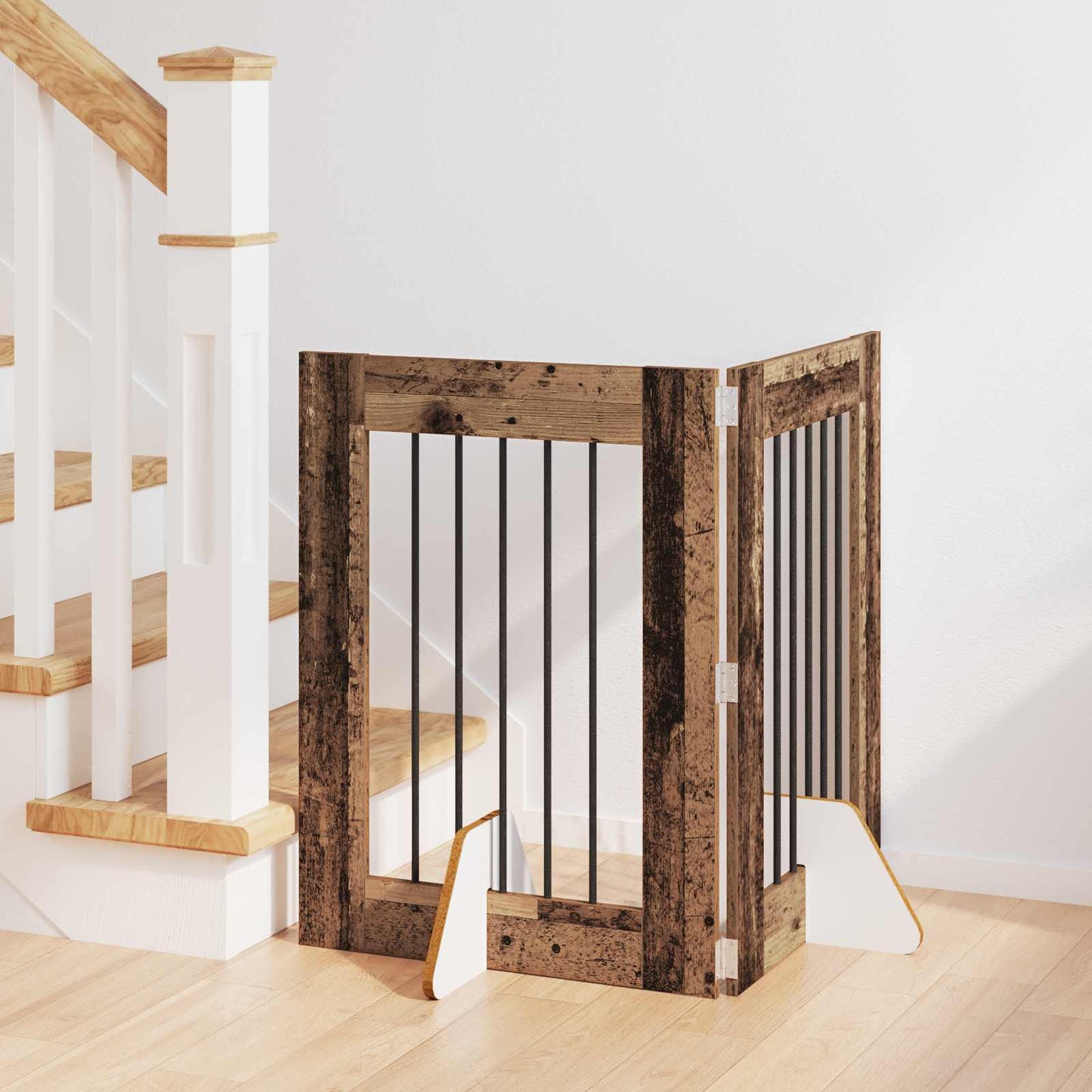 Dog Gate with Stands 2 pcs Old Wood 60 x 80 cm Engineered Wood