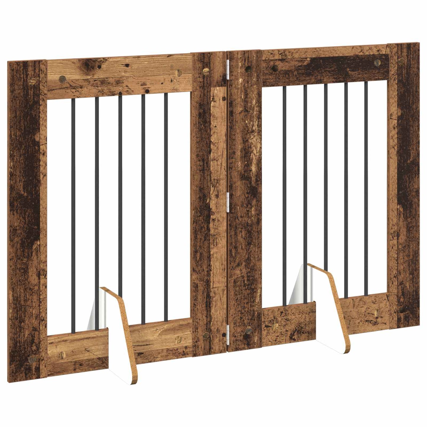 Dog Gate with Stands 2 pcs Old Wood 60 x 80 cm Engineered Wood