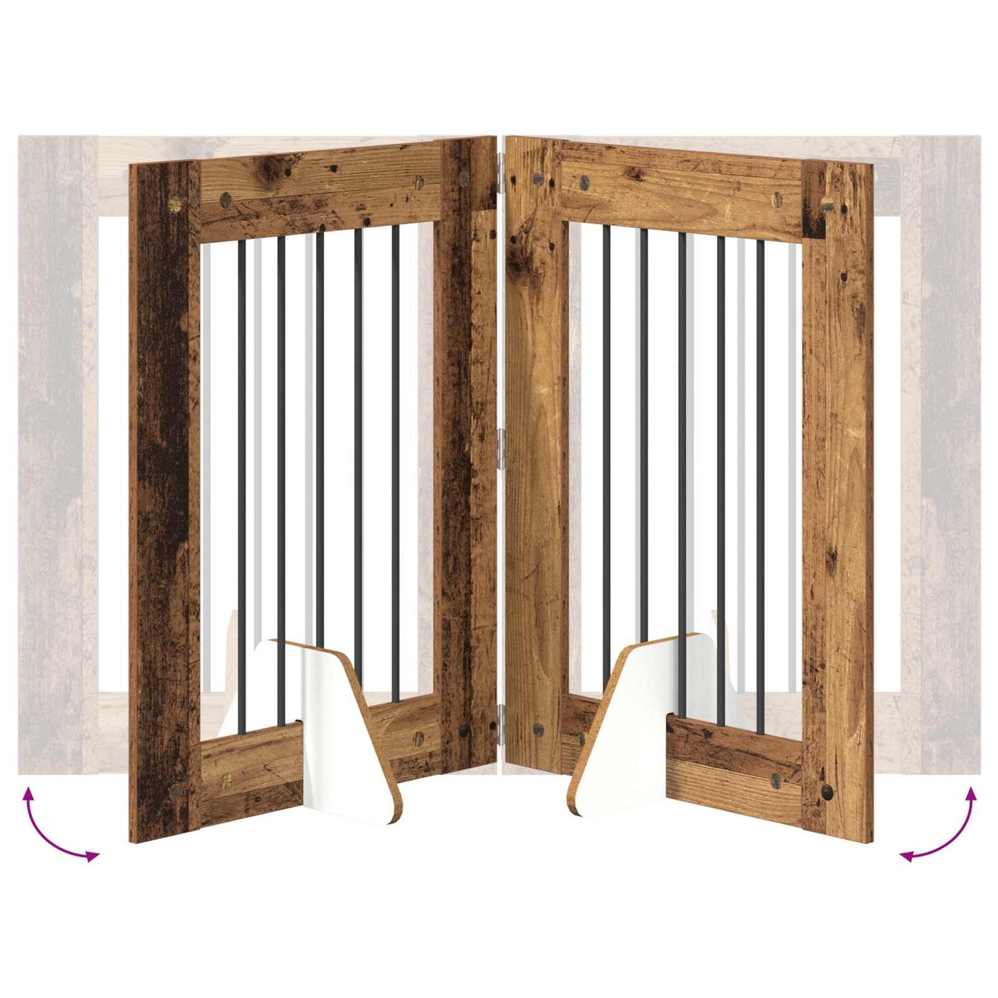 Dog Gate with Stands 2 pcs Old Wood 60 x 80 cm Engineered Wood