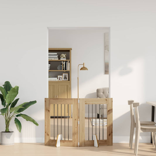Foldable Dog Gate with Stands 2 pcs Artisan Oak 120.5 cm
