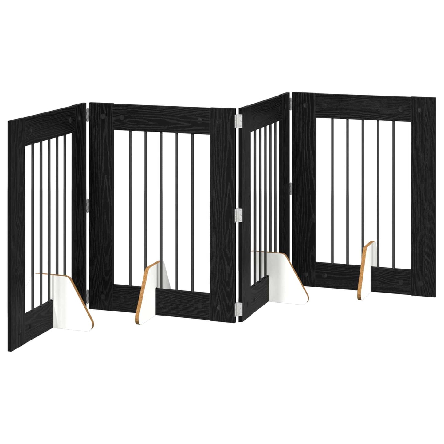 Foldable Dog Gate with Stands 4 pcs Black Oak 241 cm