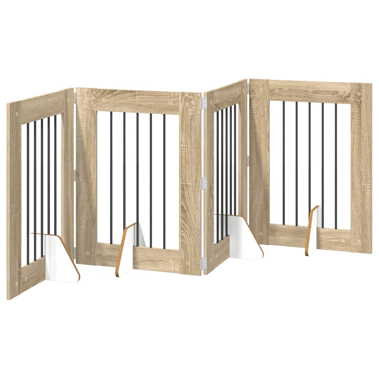 Foldable Dog Gate with Stands 4 pcs Sonoma Oak 241 cm