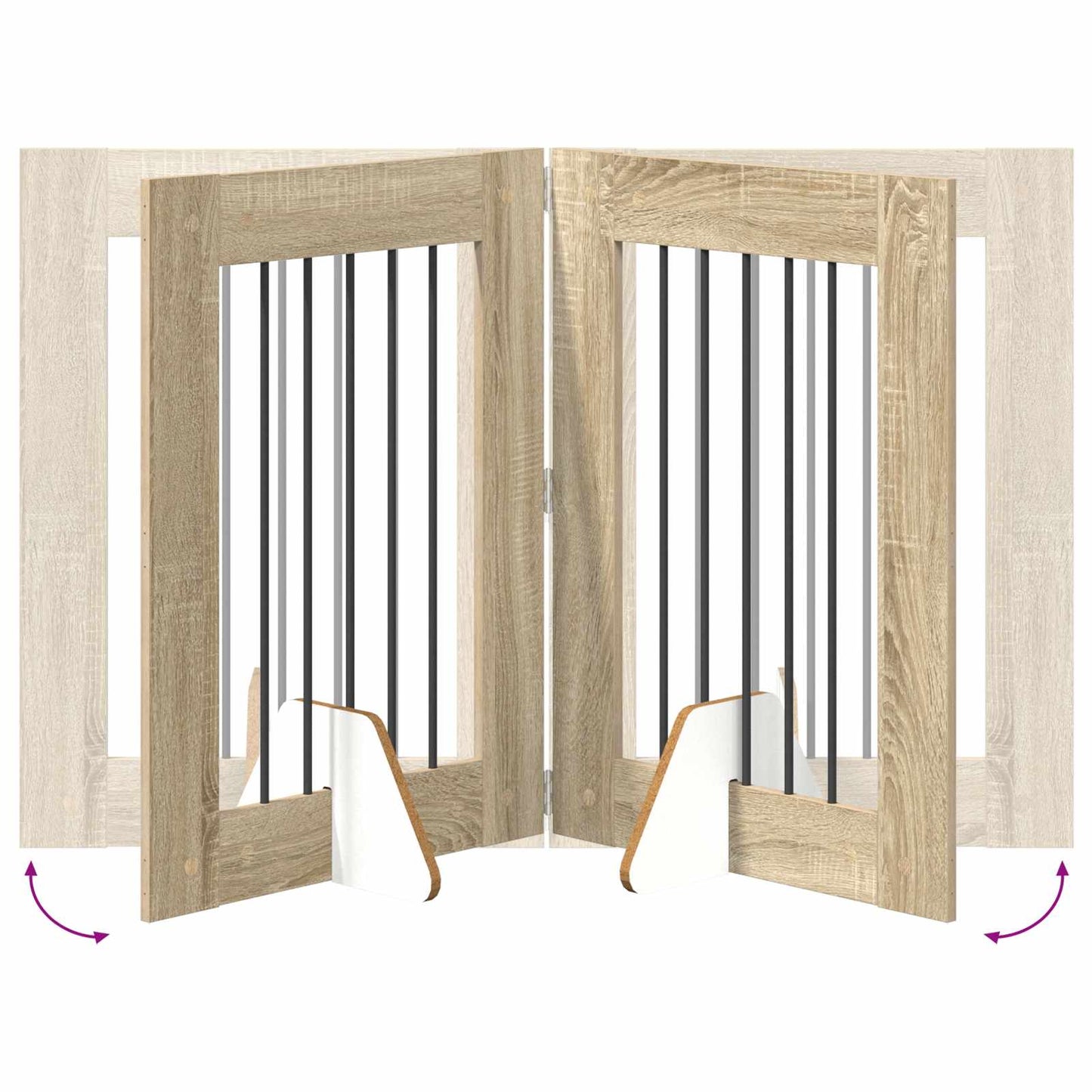 Foldable Dog Gate with Stands 4 pcs Sonoma Oak 241 cm