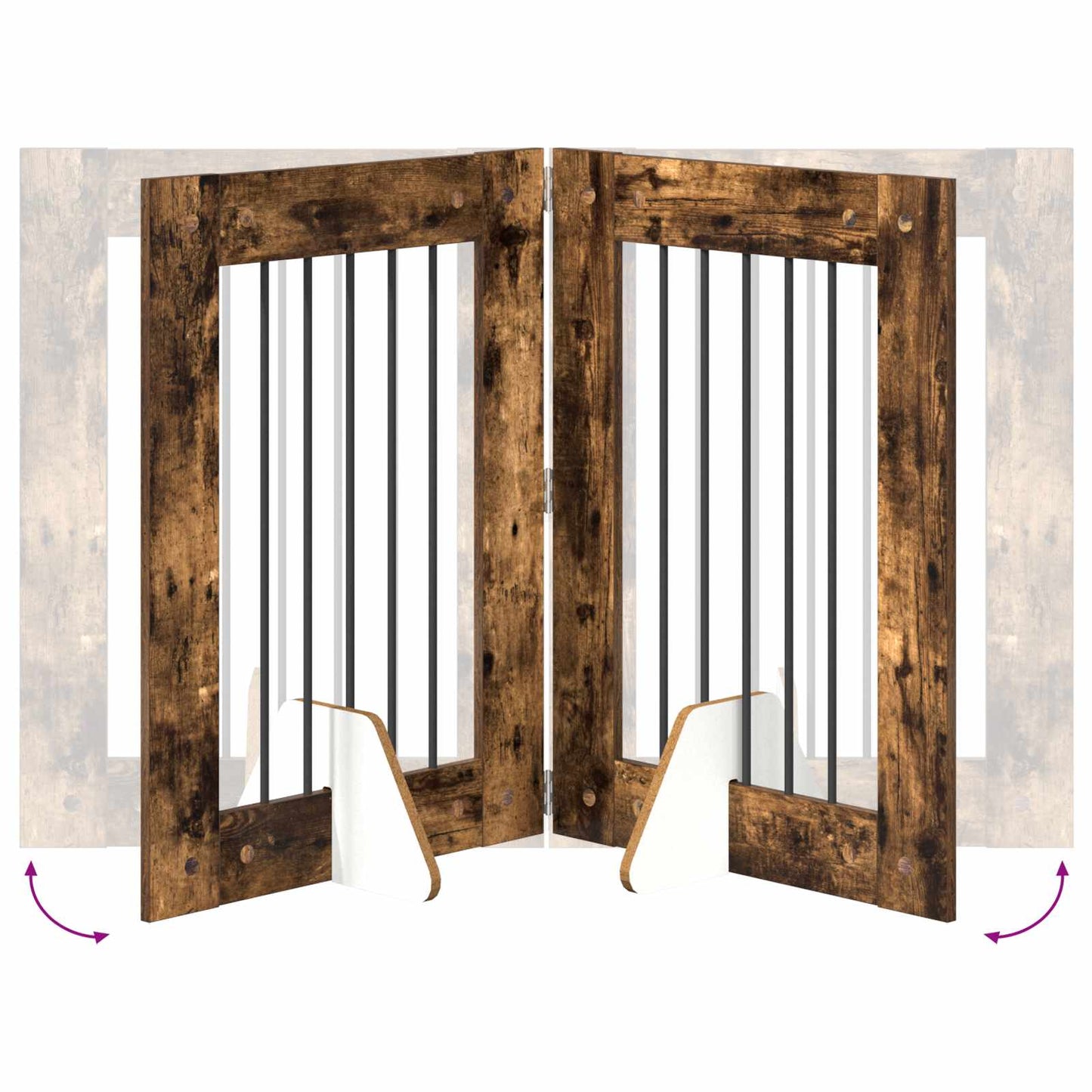 Foldable Dog Gate with Stands 4 pcs Smoked Oak 241 cm