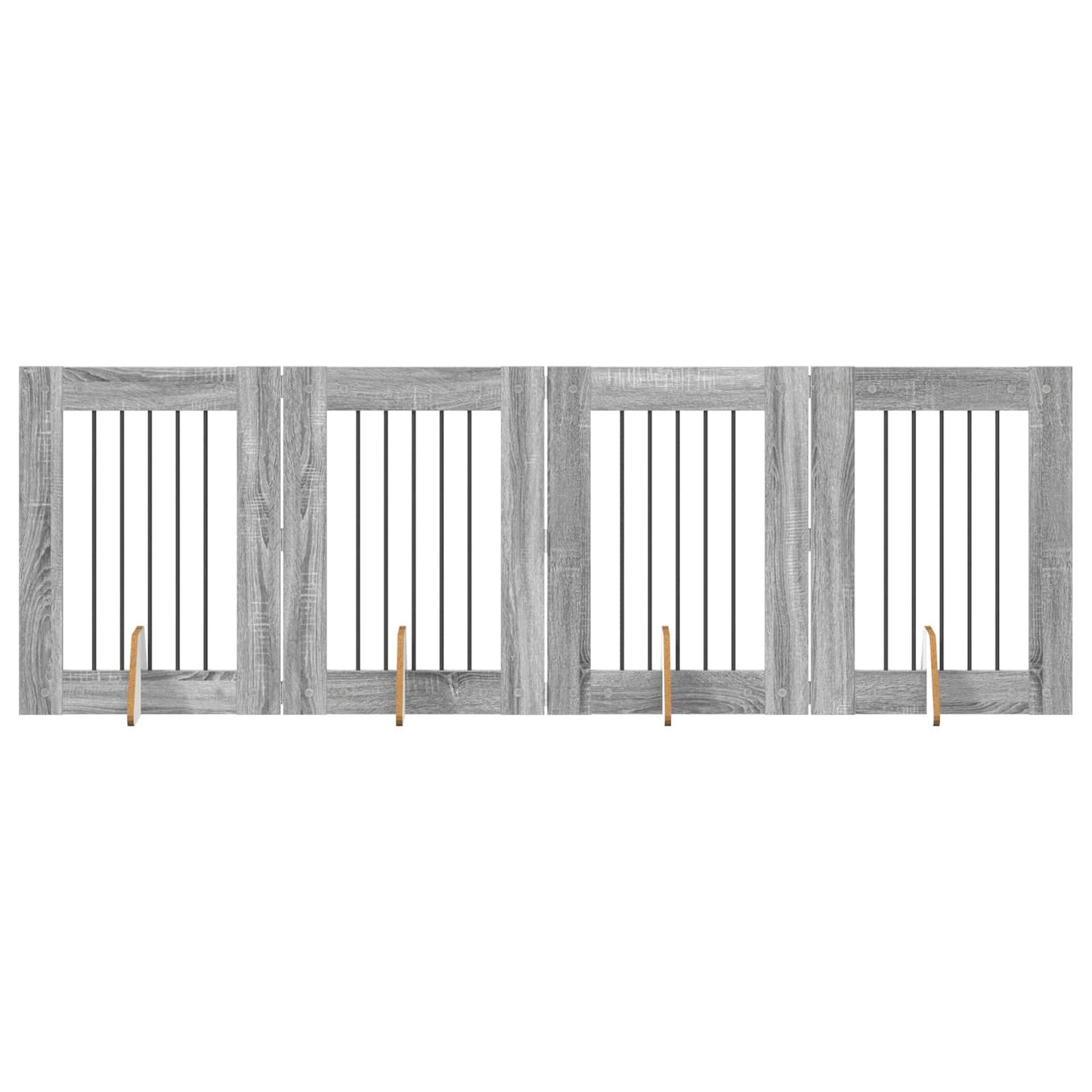 Dog Gate with Stands 4 pcs Grey Sonoma 60 x 80 cm