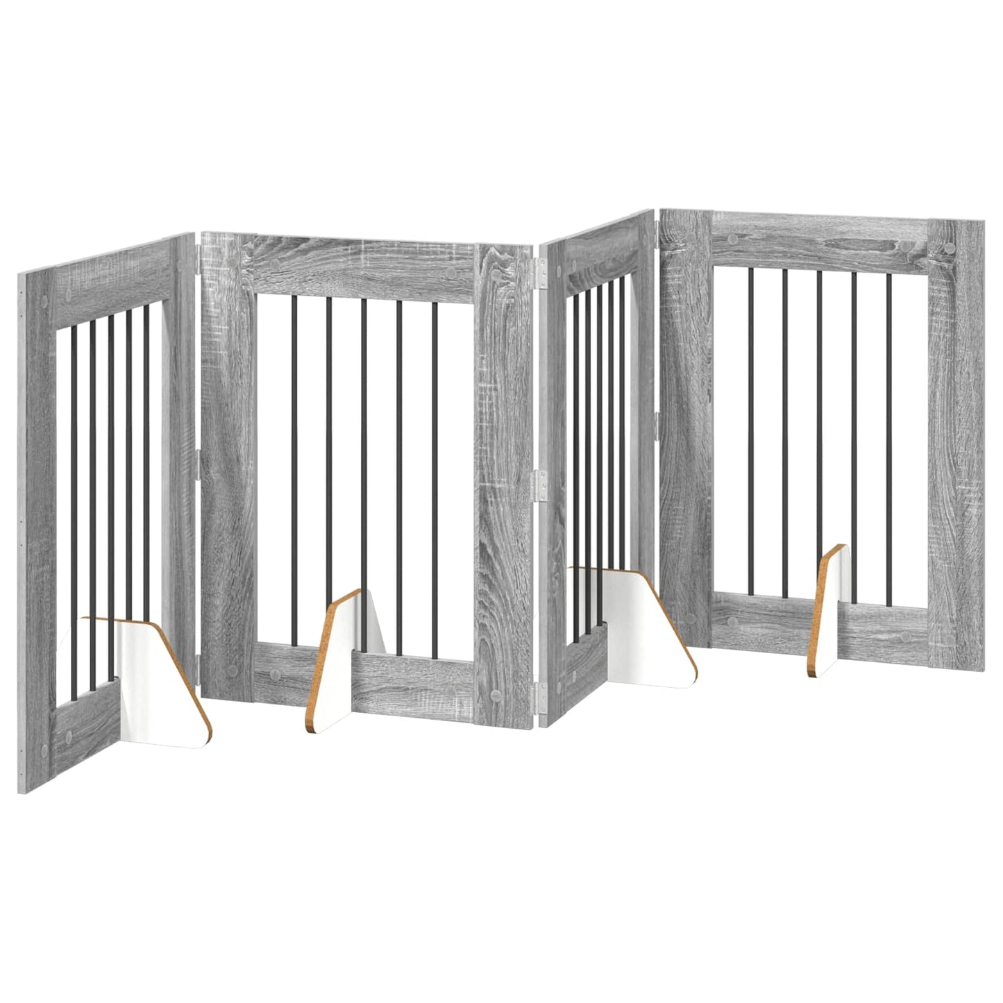 Foldable Dog Gate with Stands 4 pcs Grey Sonoma 241 cm