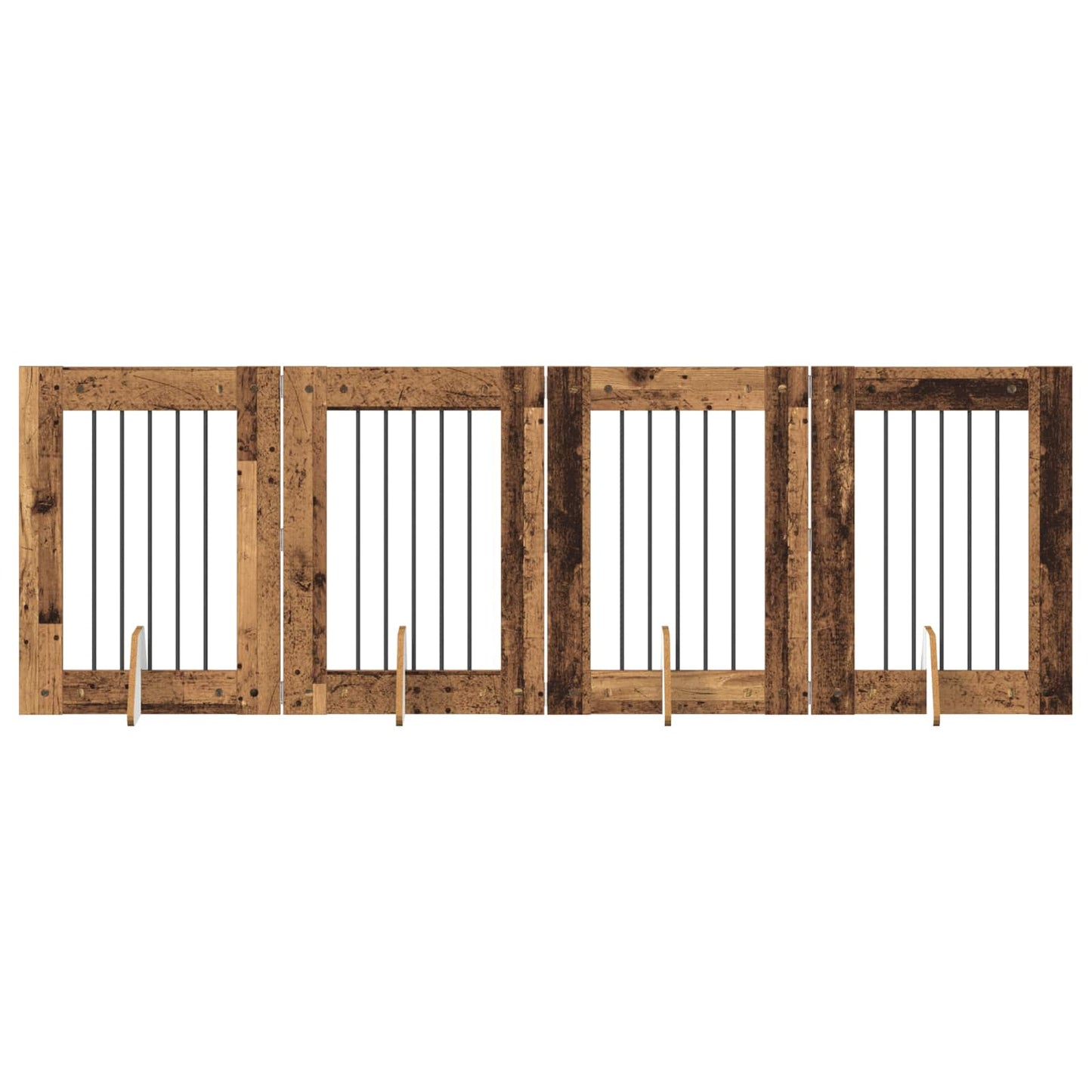 Dog Gate with Stands 4 pcs Old Wood 60 x 80 cm Engineered Wood