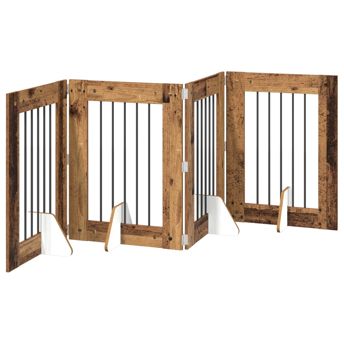 Dog Gate with Stands 4 pcs Old Wood 60 x 80 cm Engineered Wood