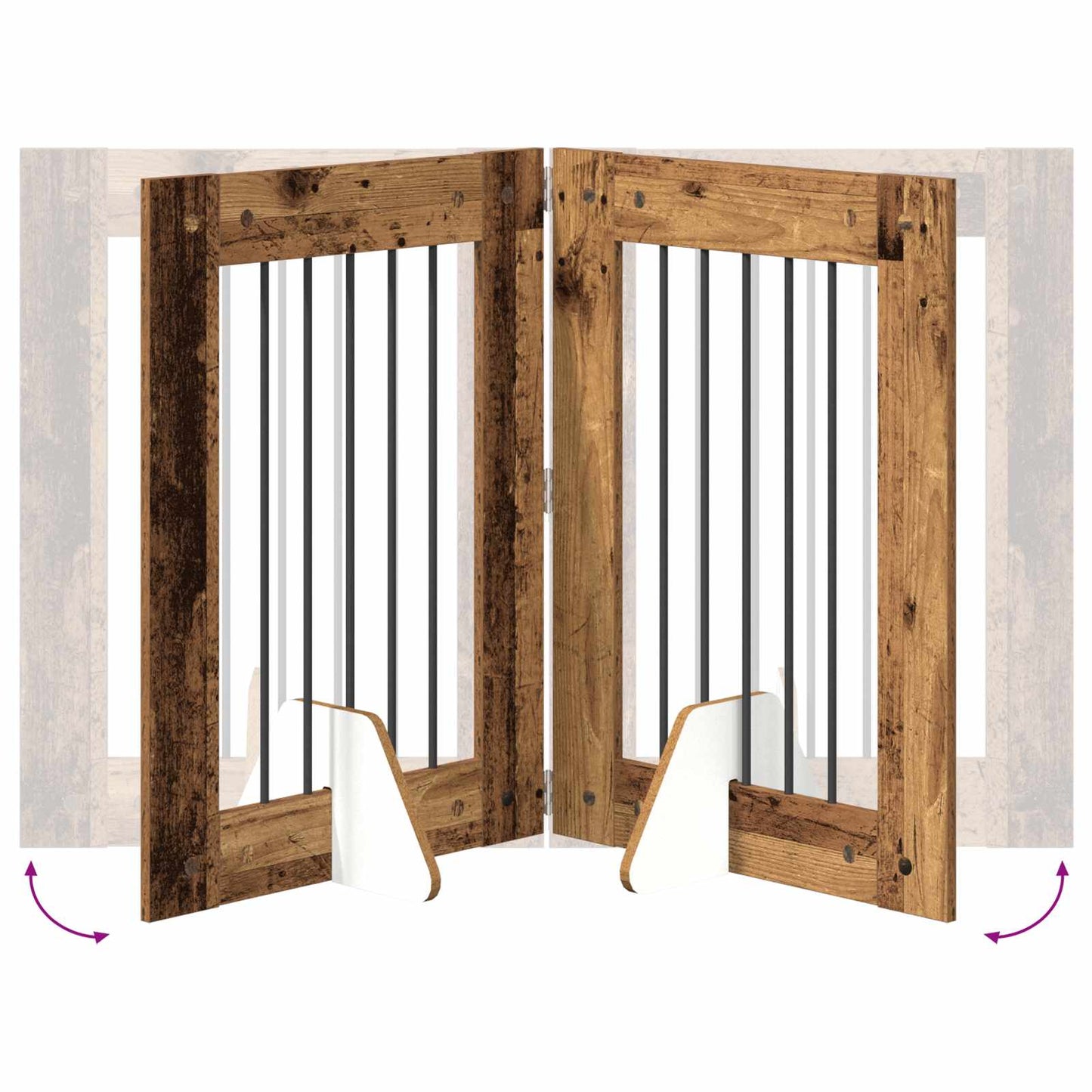 Dog Gate with Stands 4 pcs Old Wood 60 x 80 cm Engineered Wood
