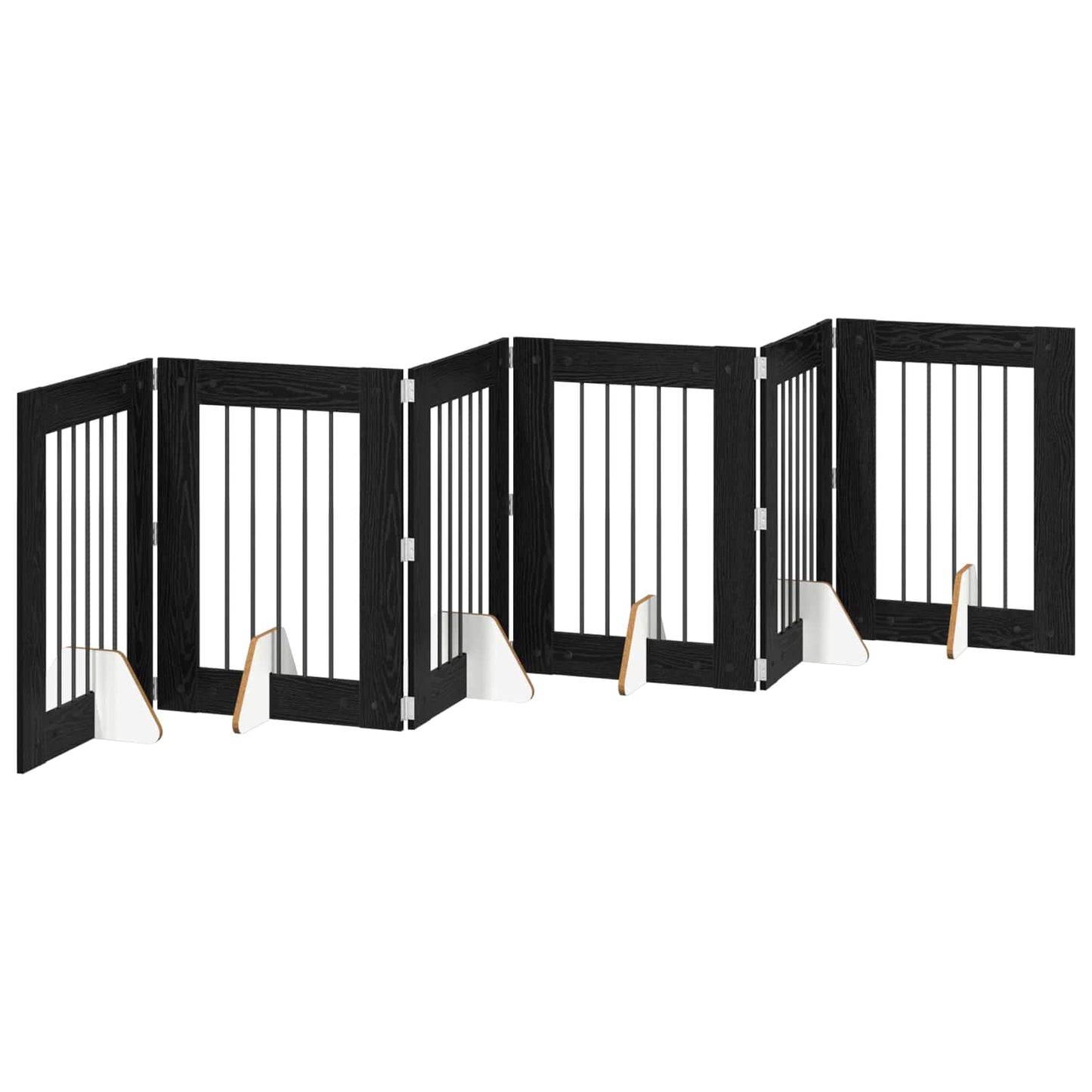 Dog Gate with Stands 6 pcs Black Oak 60 x 80 cm Engineered Wood