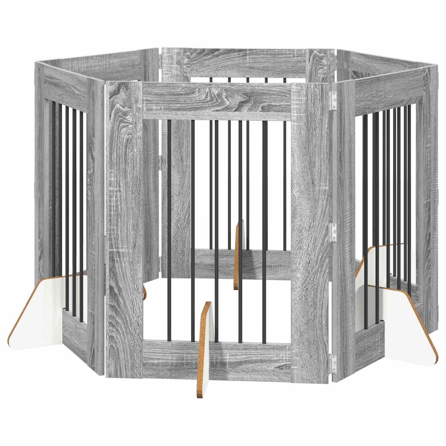 Dog Gate with Stands 6 pcs Grey Sonoma 60 x 80 cm